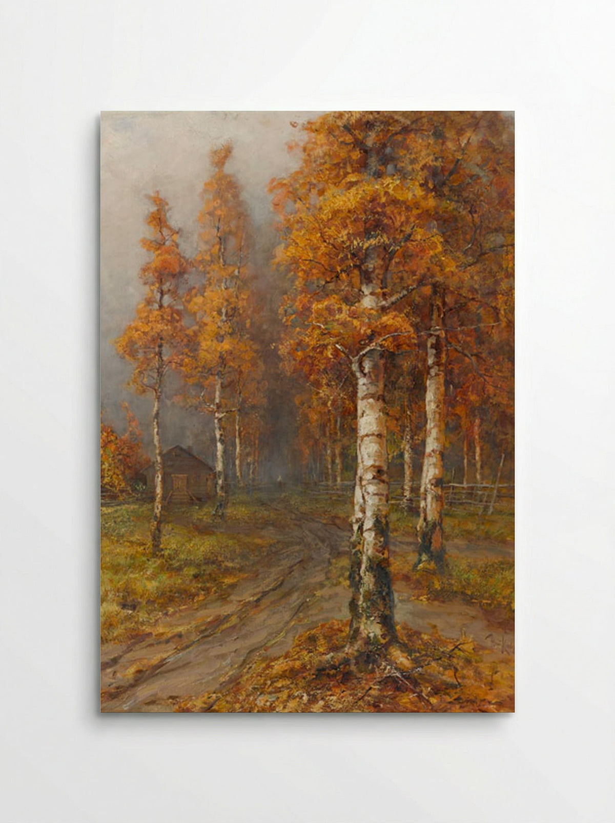 Autumnal Forest Path with Birch Trees - Julius Sergius von Klever - Poster