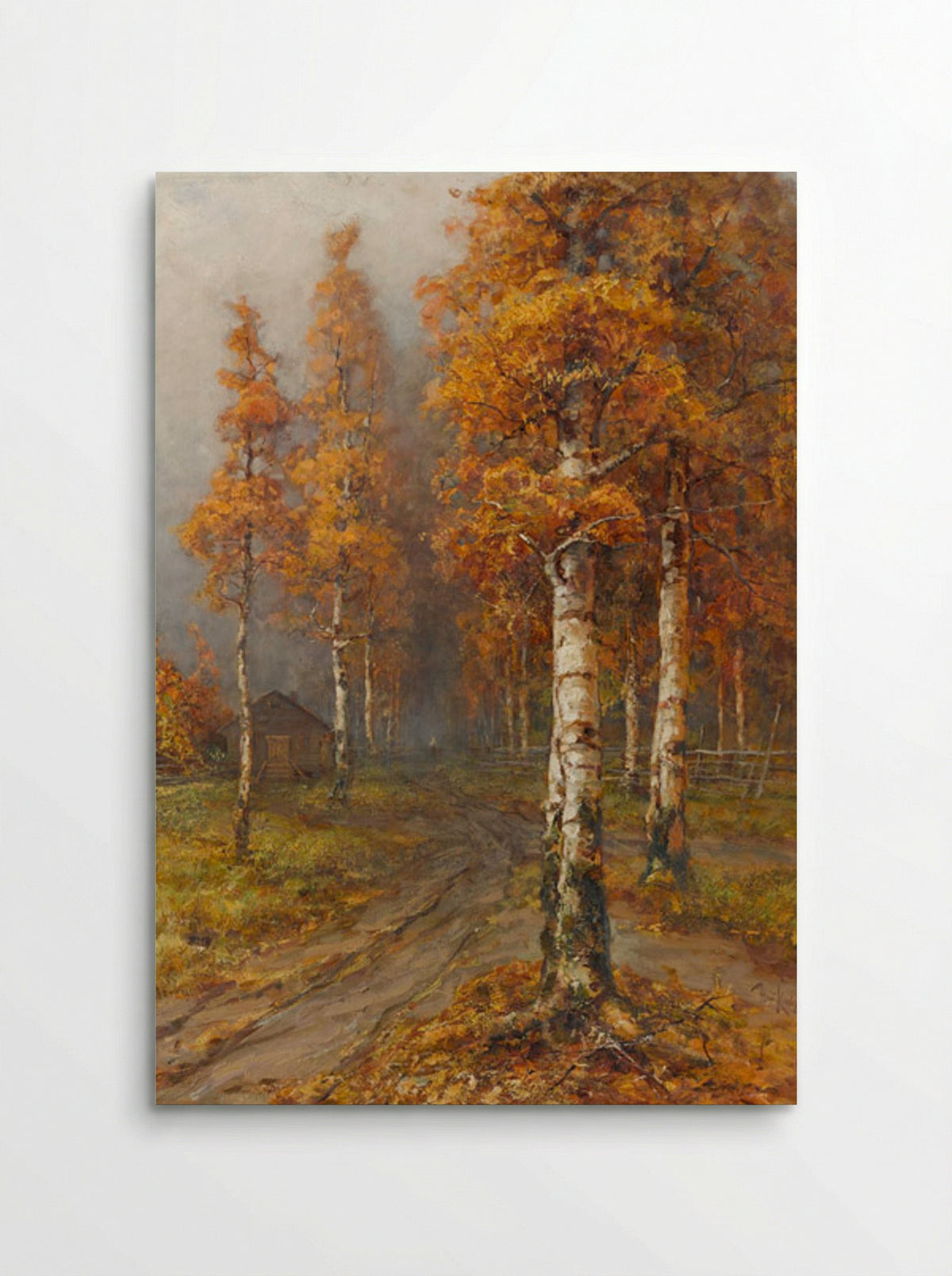 Autumnal Forest Path with Birch Trees - Julius Sergius von Klever - Poster
