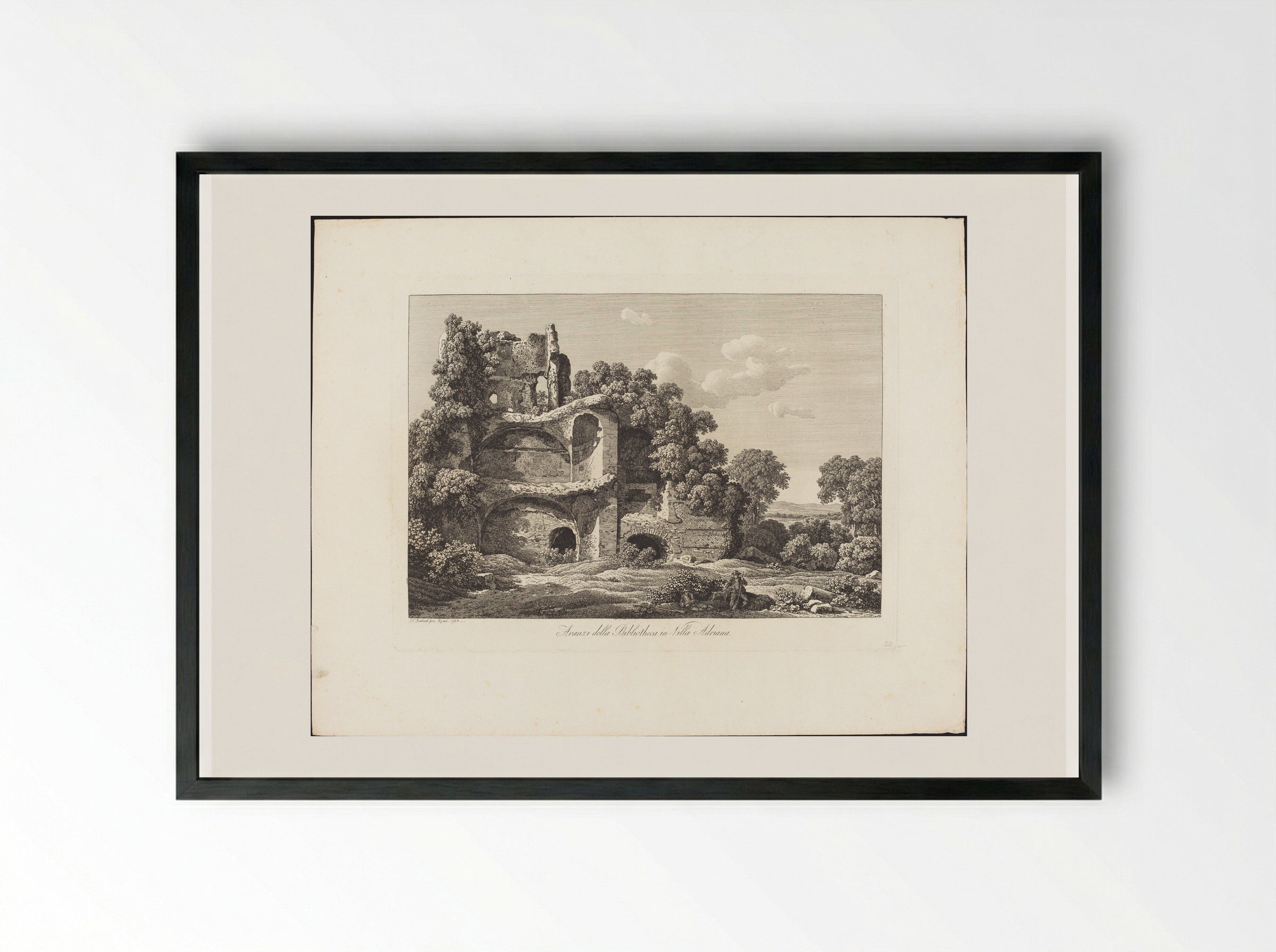 Avanzi della bibliotheca in villa Adriana - Johann Christian Reinhart - Framed Print Black