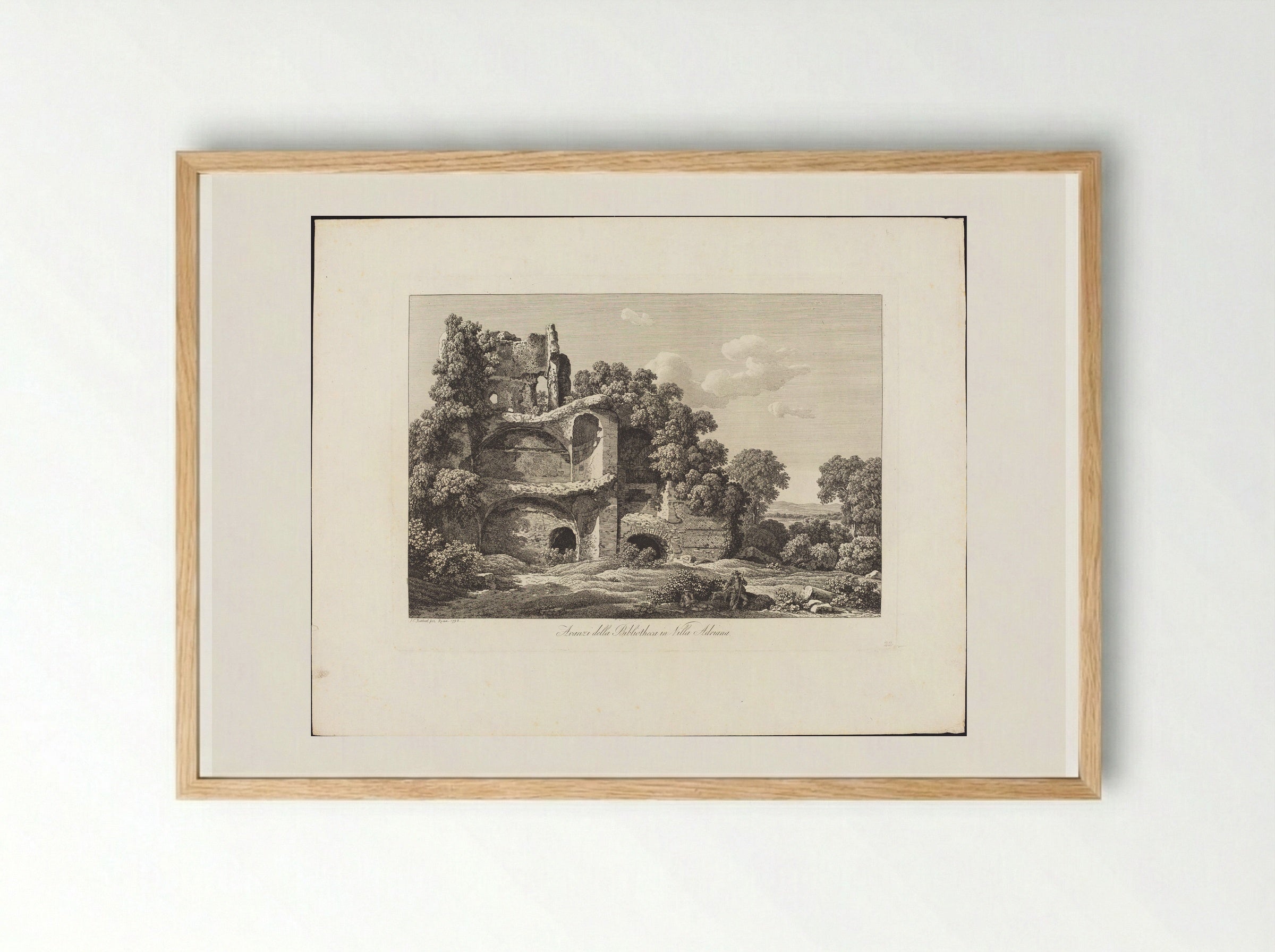 Avanzi della bibliotheca in villa Adriana - Johann Christian Reinhart - Framed Print Wood