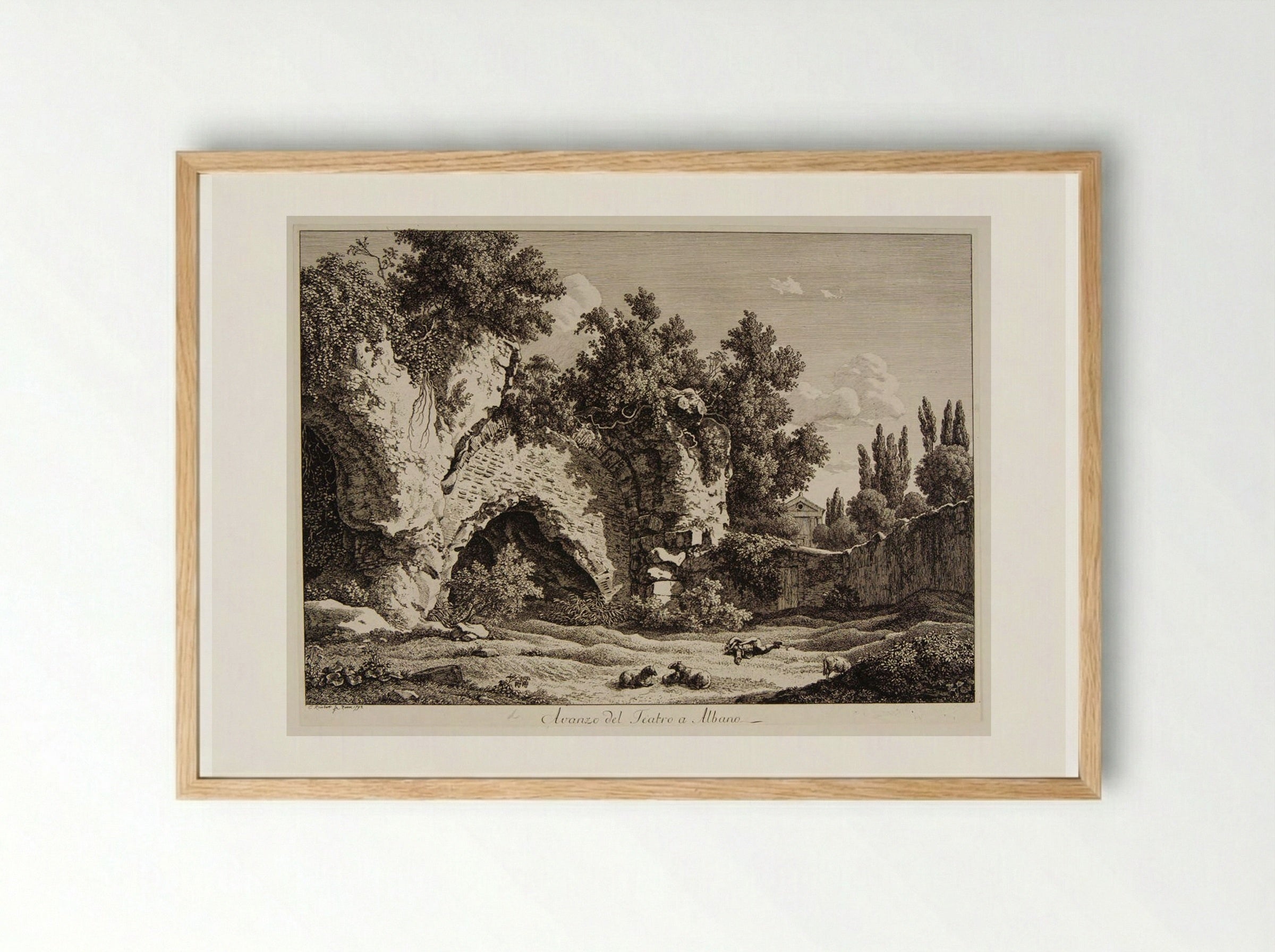 Avanzo del teatro a Albano - Johann Christian Reinhart - Framed Print Wood