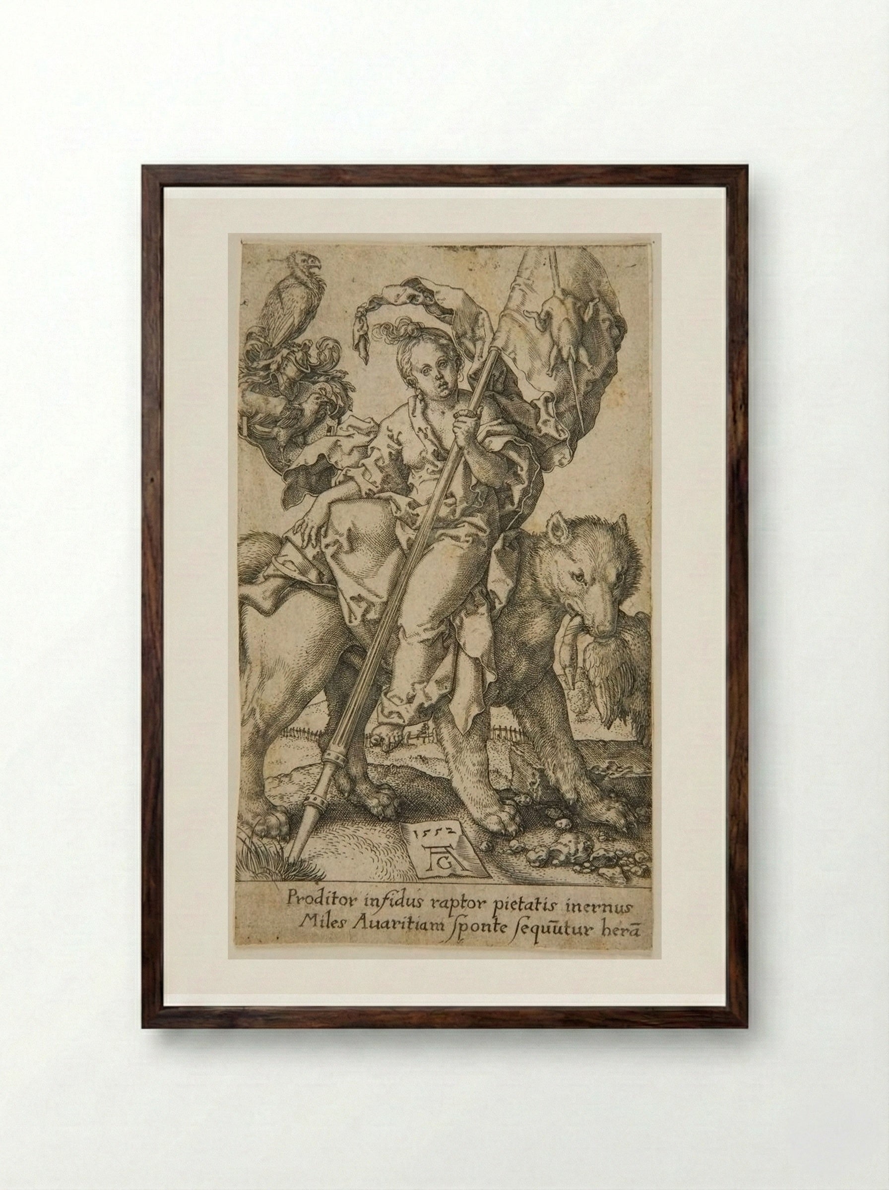 Avarice - Heinrich Aldegrever - Framed Print Dark Wood