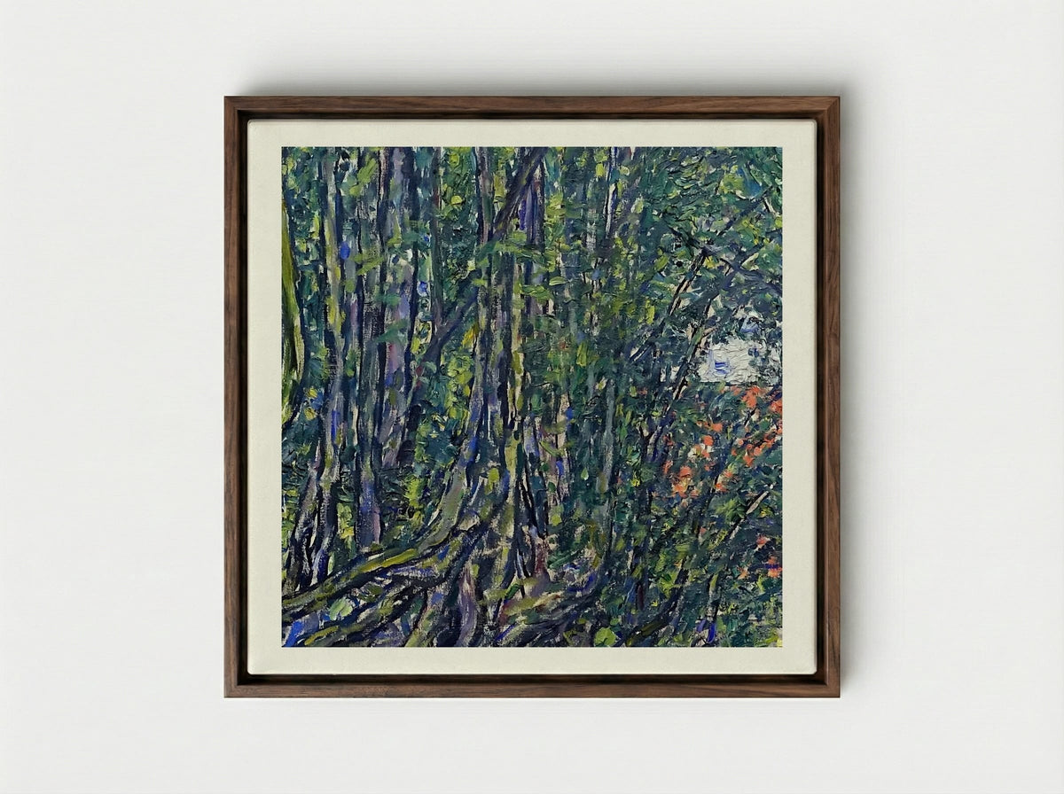 Avenue at Schloss Kammer - Gustav Klimt - Framed Canvas Dark Wood