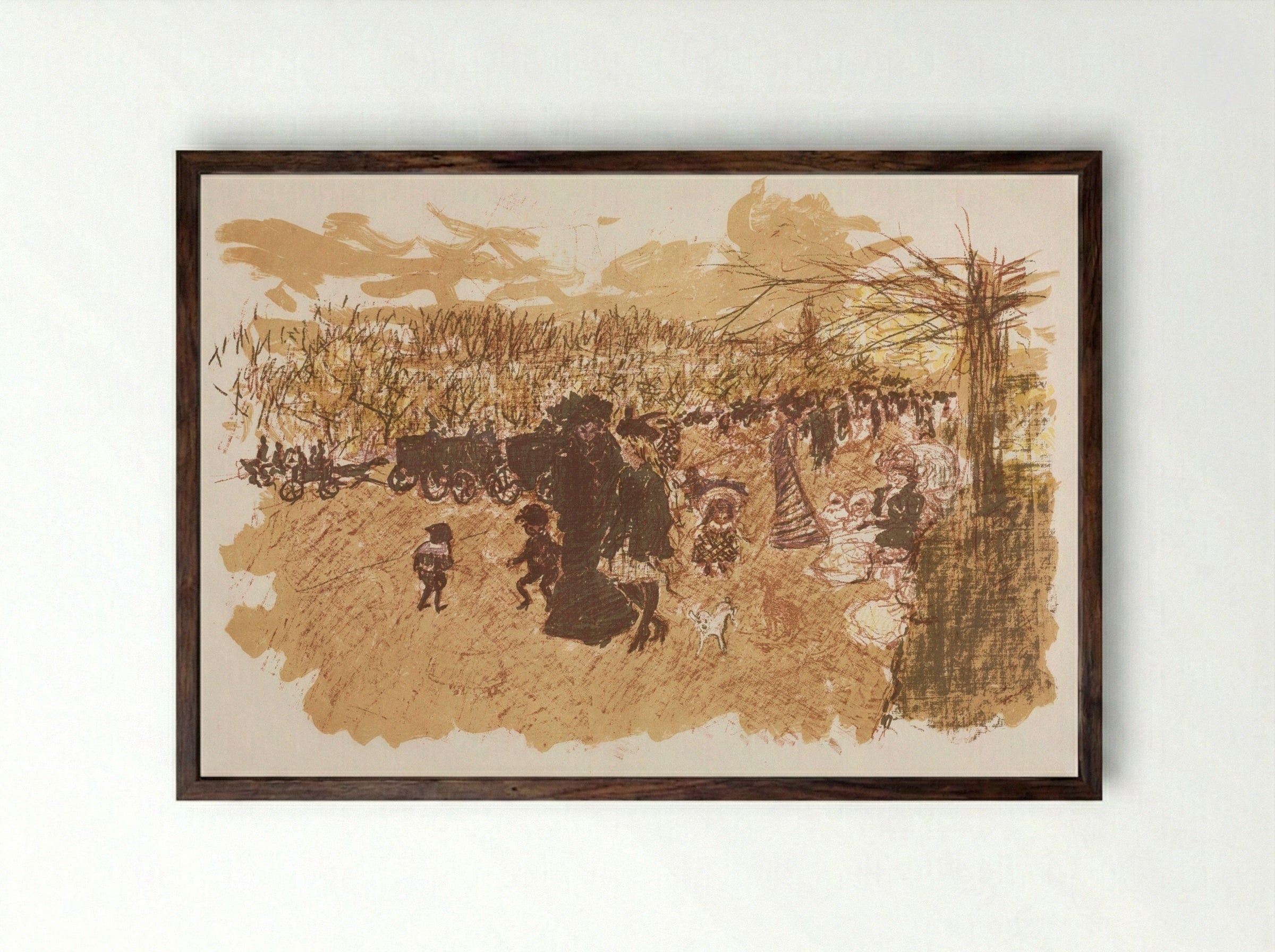 Avenue du Bois de Boulogne - Pierre Bonnard - Framed Print Dark Wood