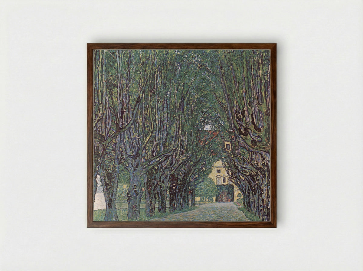 Avenue of Schloss Kammer Park - Gustav Klimt - Framed Print Dark Wood