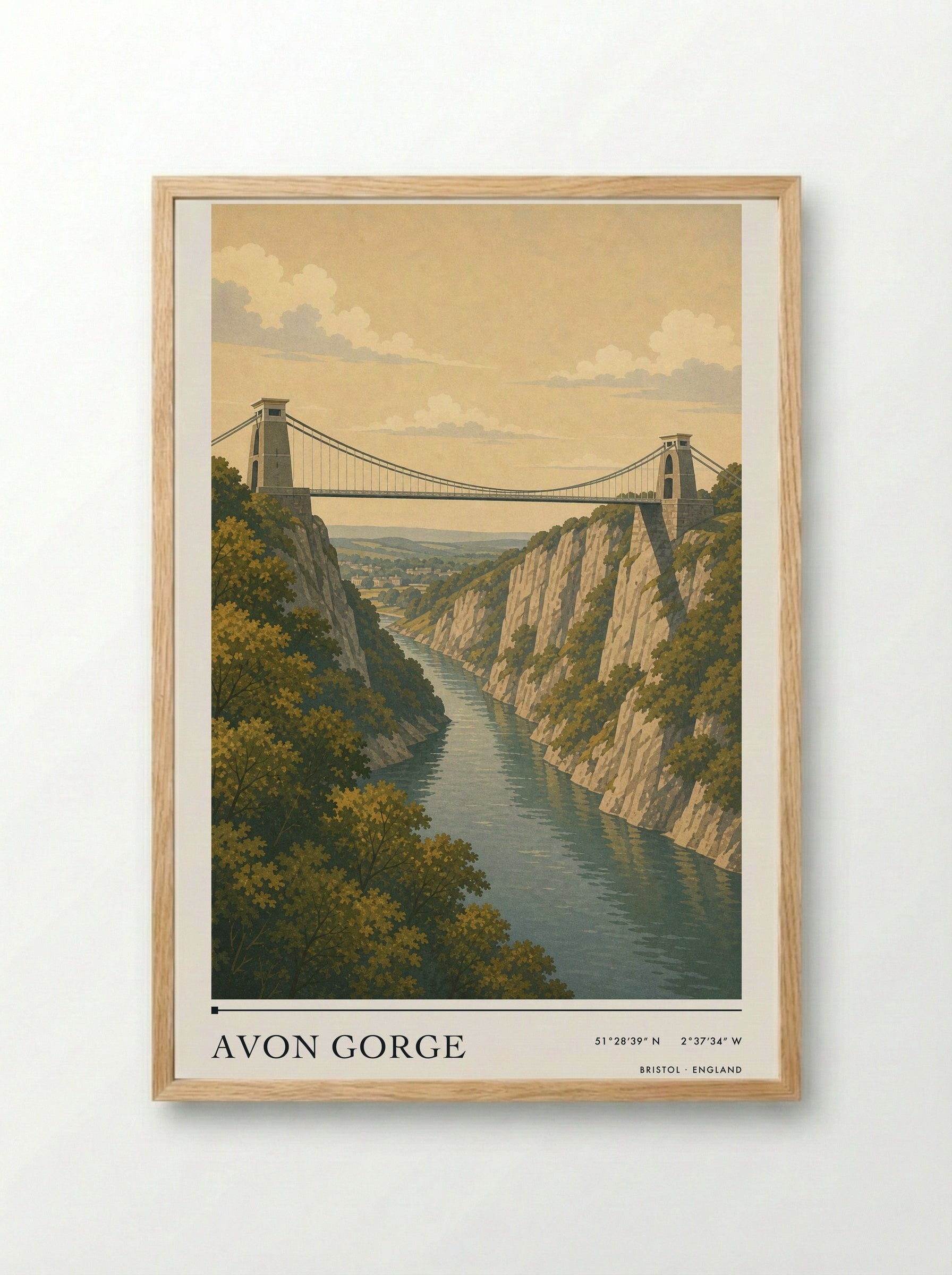 Avon Gorge Bristol England Travel Poster - Framed Print Wood
