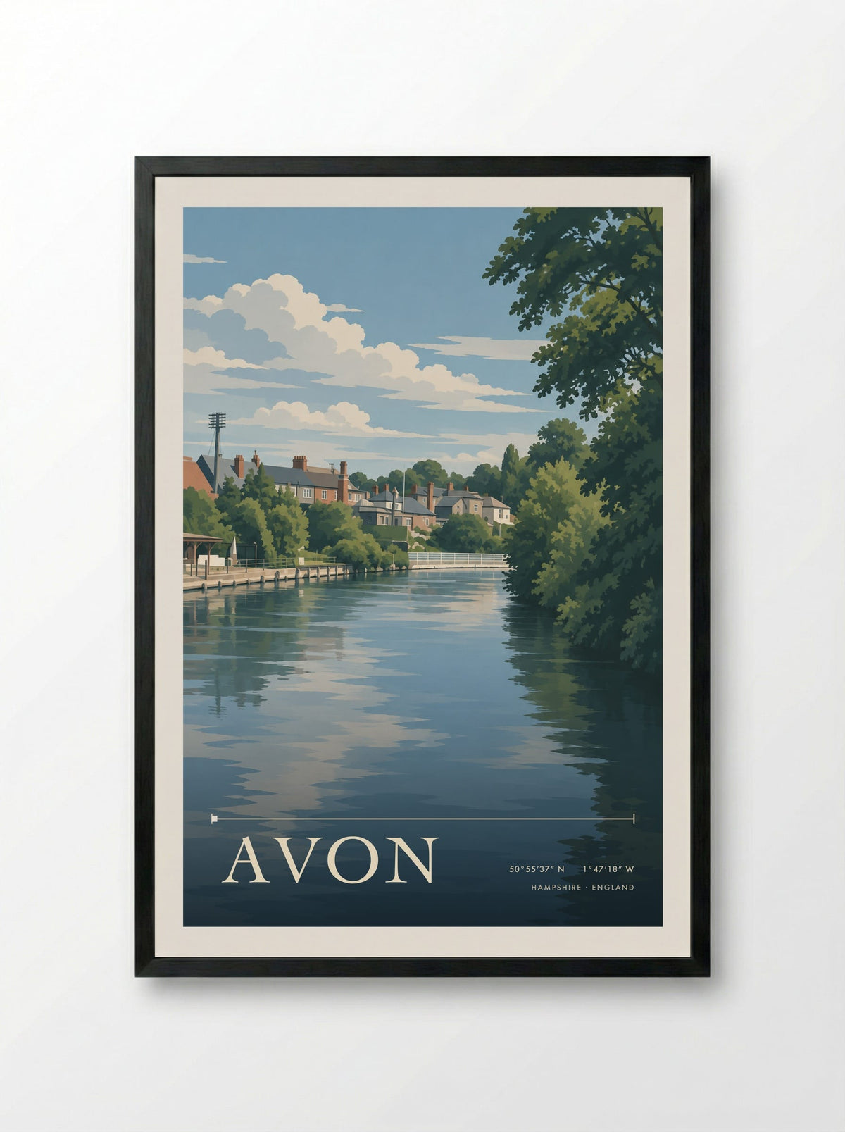 Avon, Hampshire | Travel Poster - Framed Print Black
