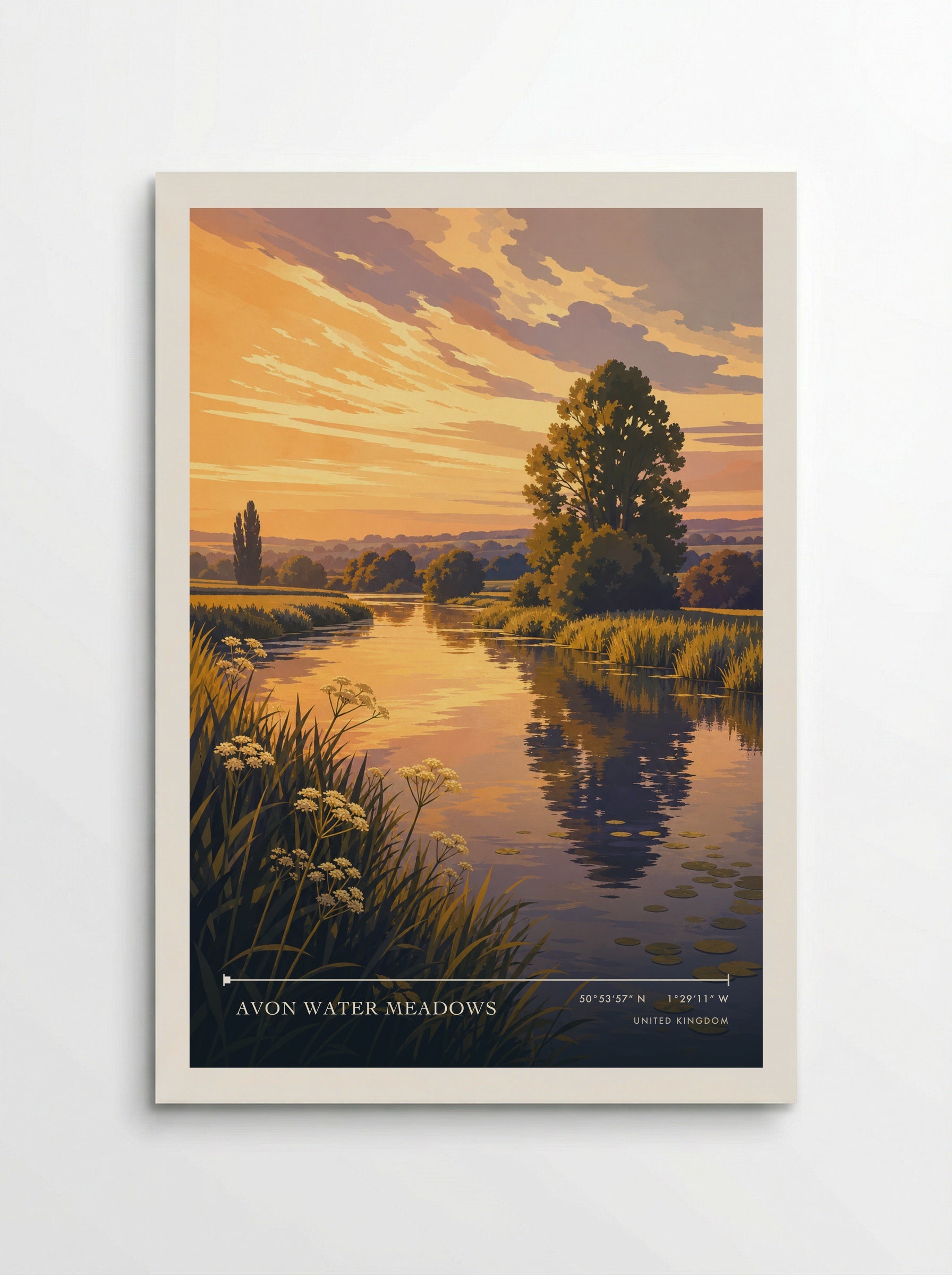 Avon Water Meadows United Kingdom Travel Poster - Poster