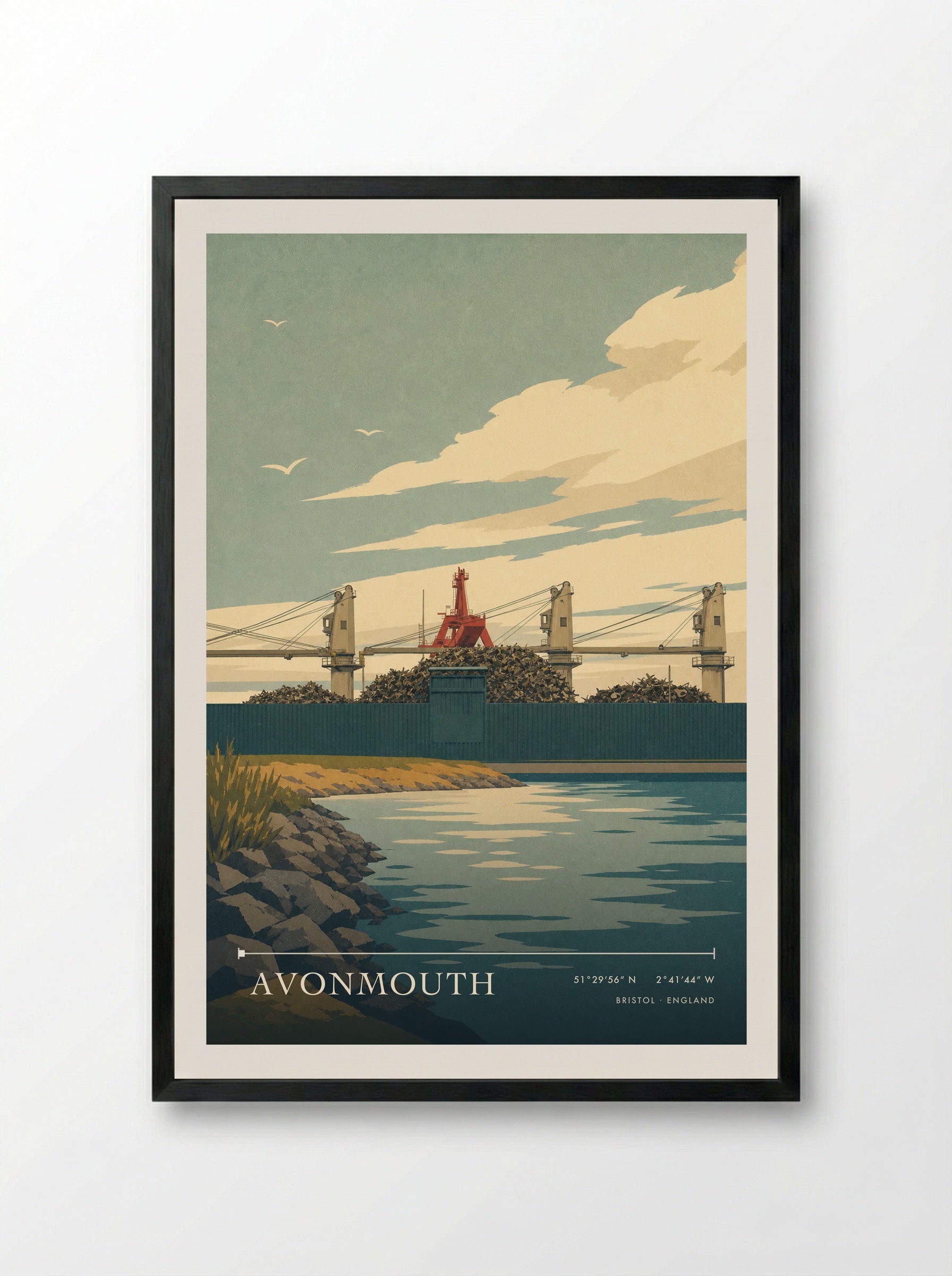 Avonmouth Bristol England Travel Poster - Framed Print Black