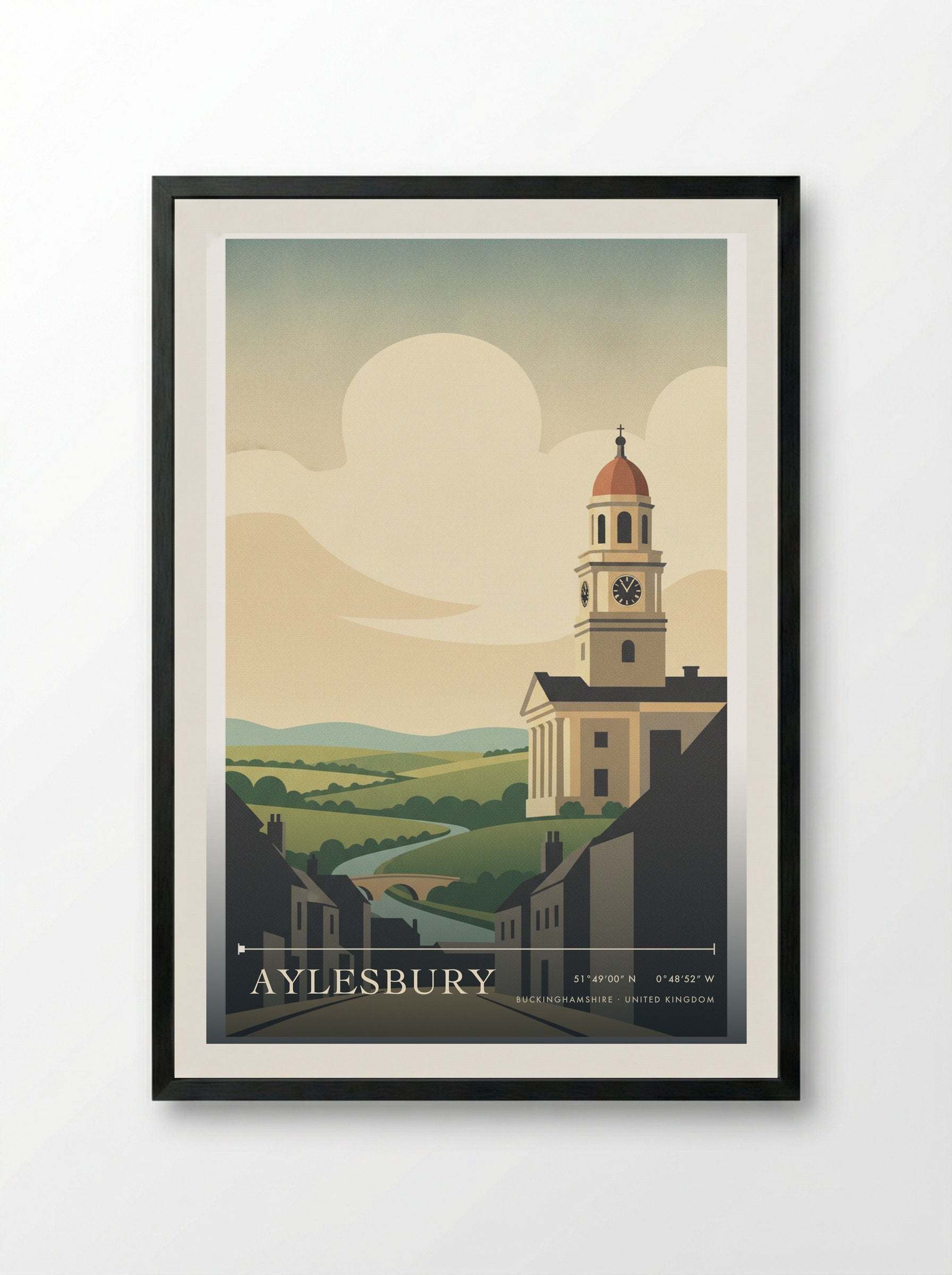 Aylesbury Buckinghamshire United Kingdom Travel Poster - Framed Print Black