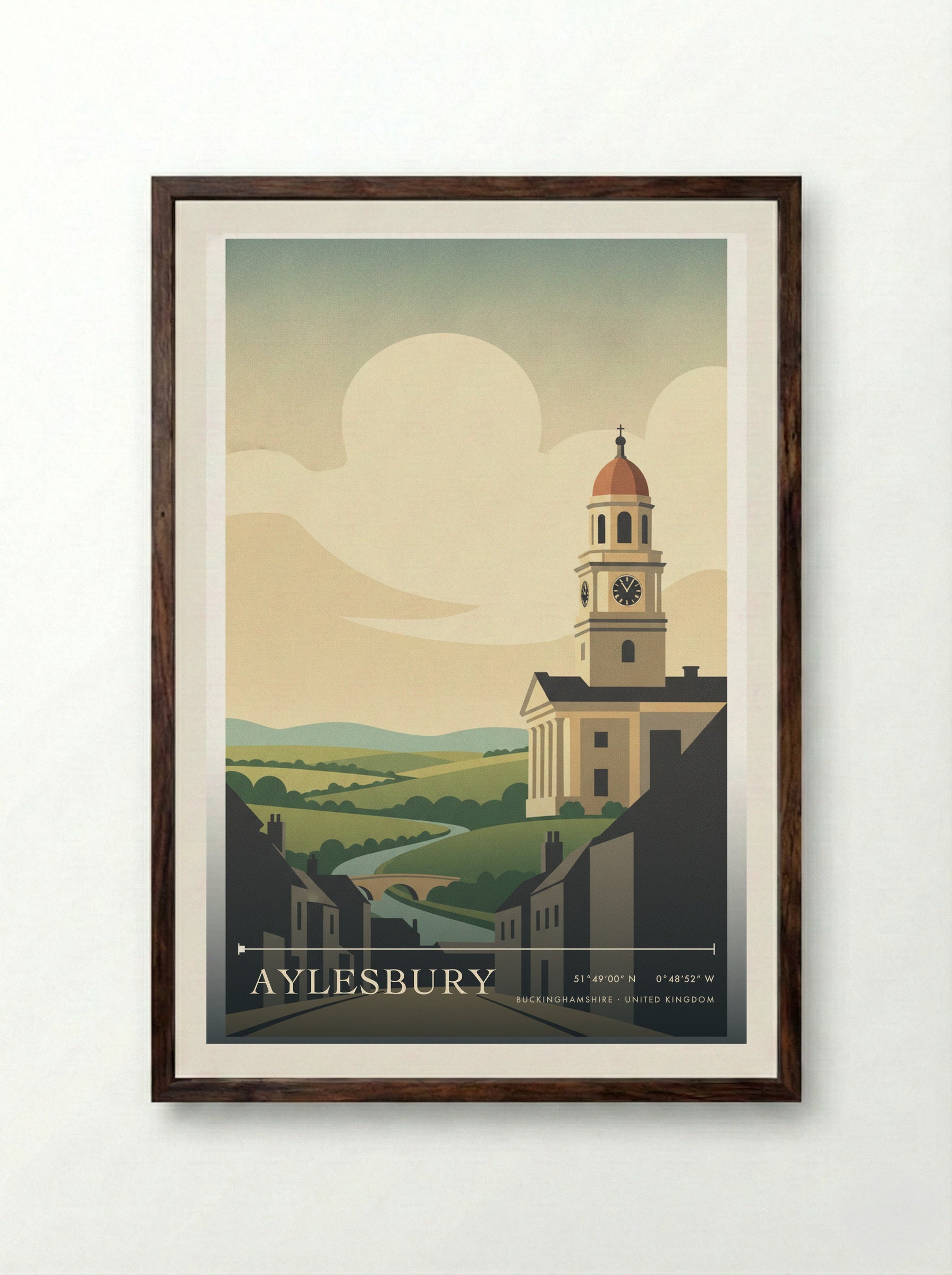 Aylesbury Buckinghamshire United Kingdom Travel Poster - Framed Print Dark Wood