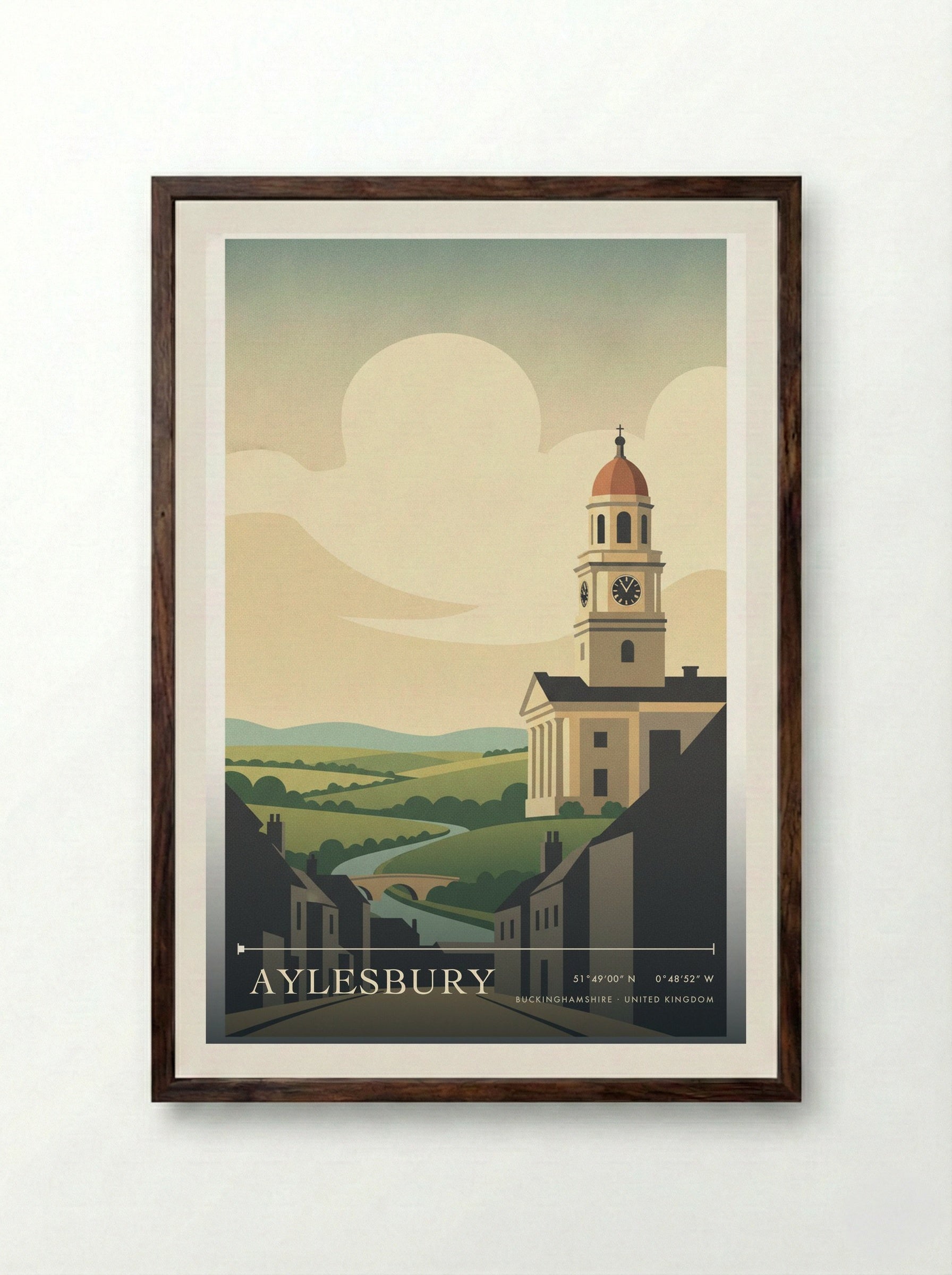 Aylesbury Buckinghamshire United Kingdom Travel Poster - Framed Print Dark Wood