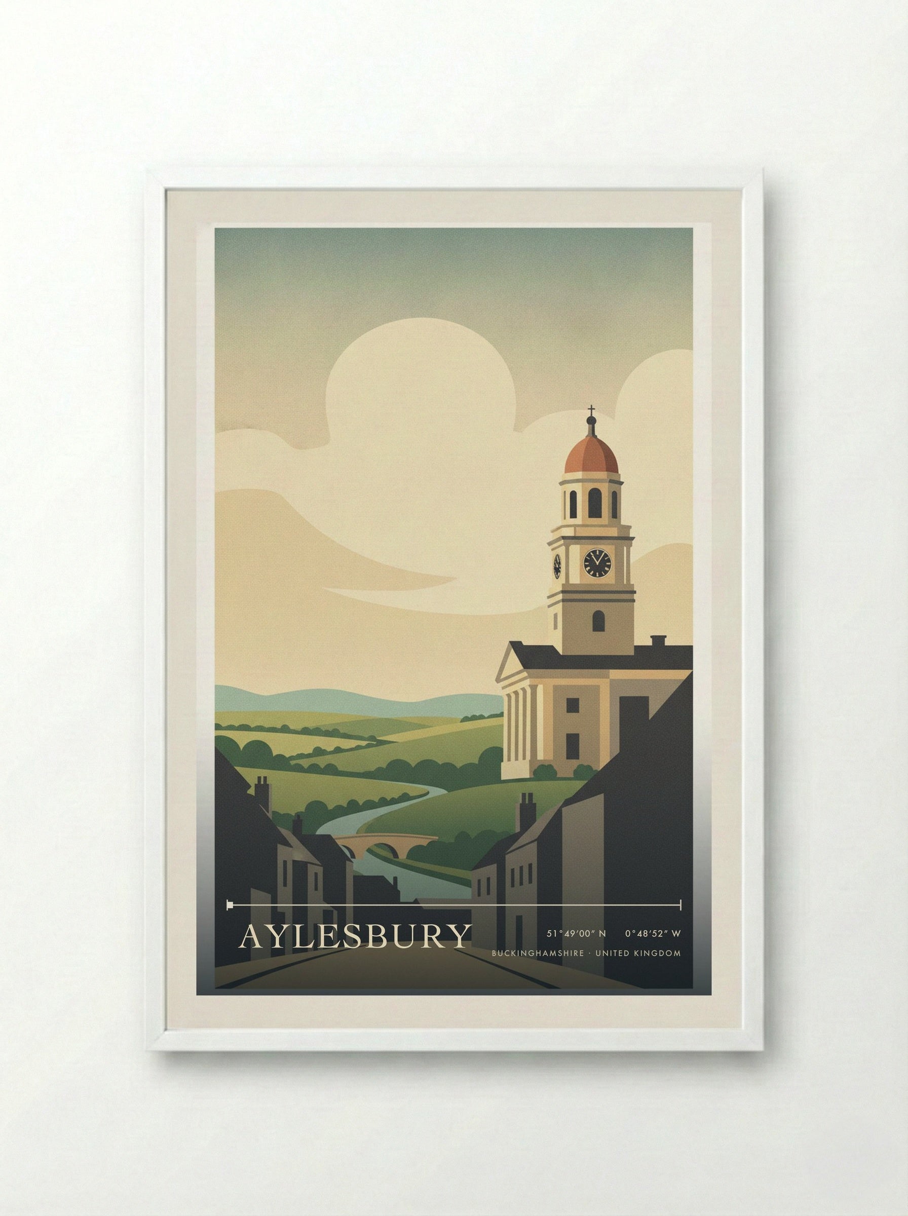 Aylesbury Buckinghamshire United Kingdom Travel Poster - Framed Print White