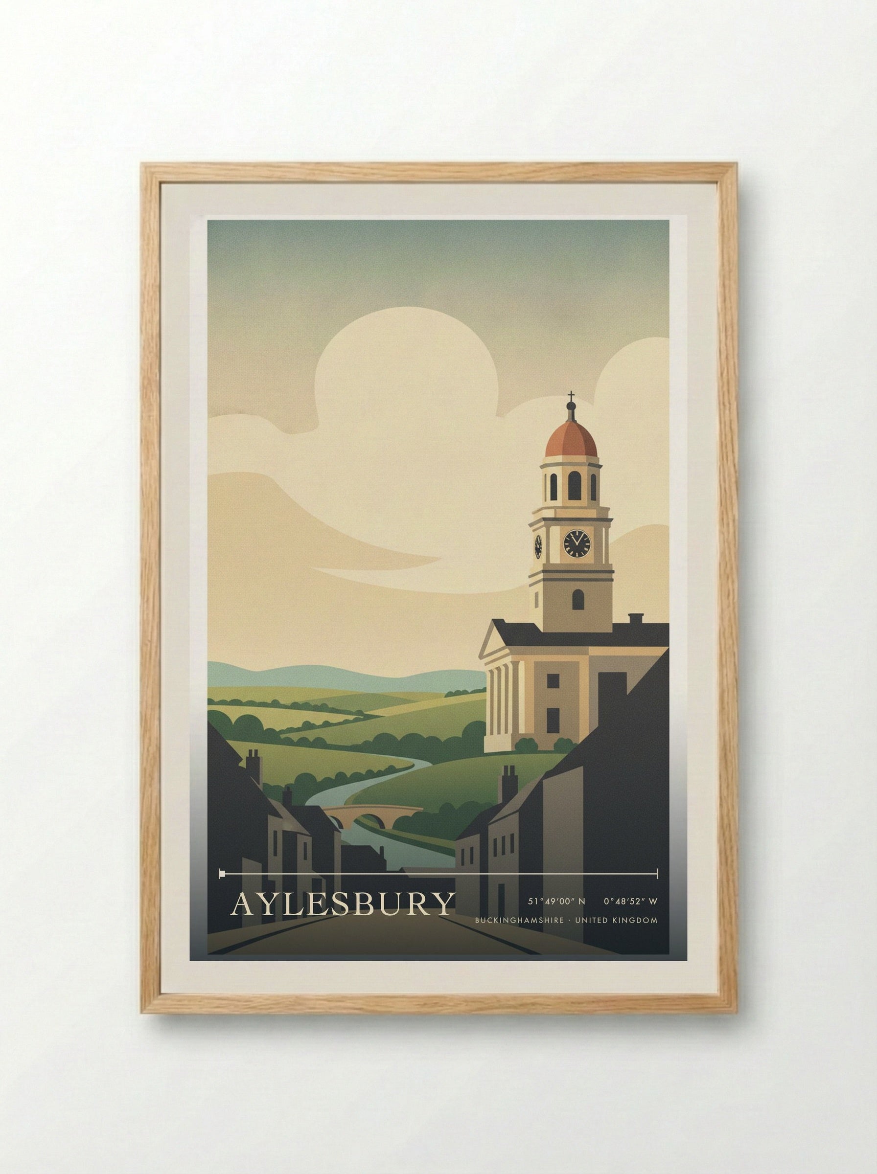 Aylesbury Buckinghamshire United Kingdom Travel Poster - Framed Print Wood