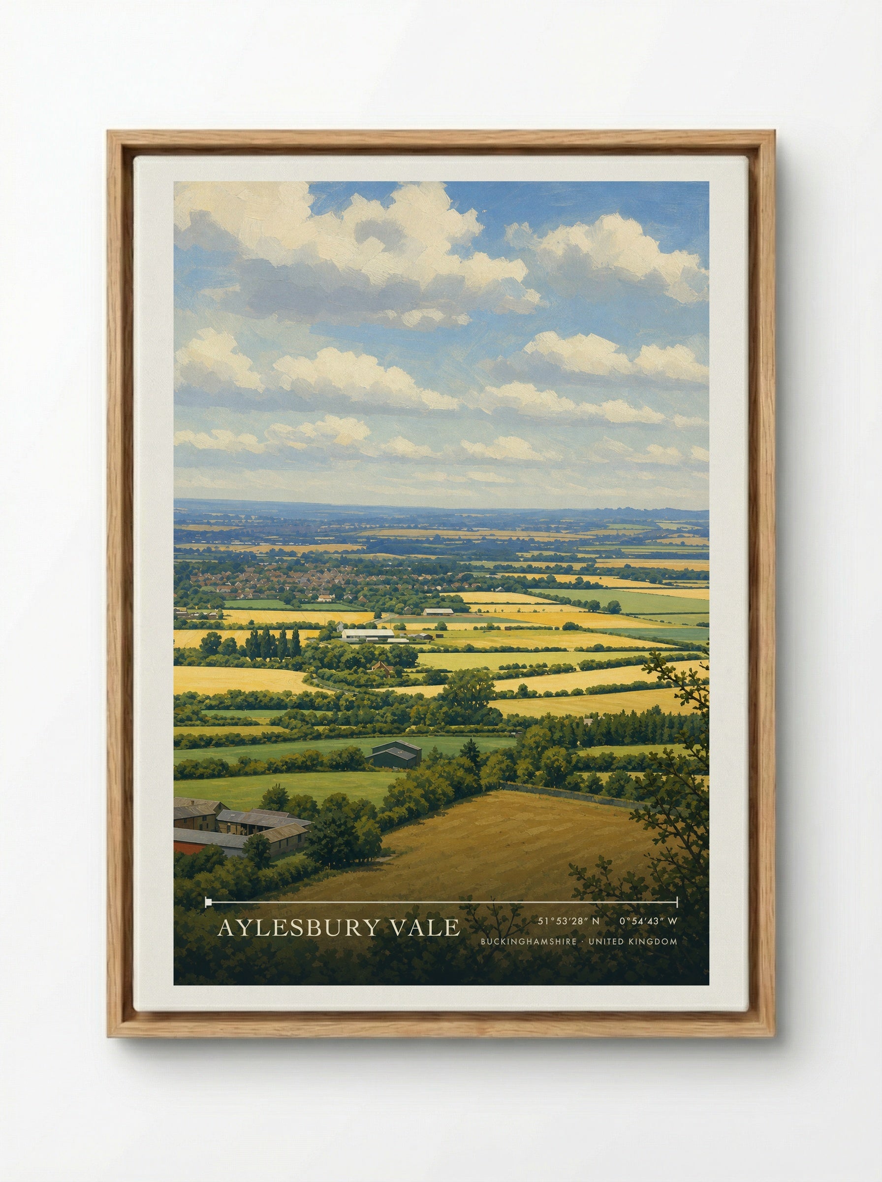 Aylesbury Vale Buckinghamshire United Kingdom Travel Poster - Framed Canvas Wood