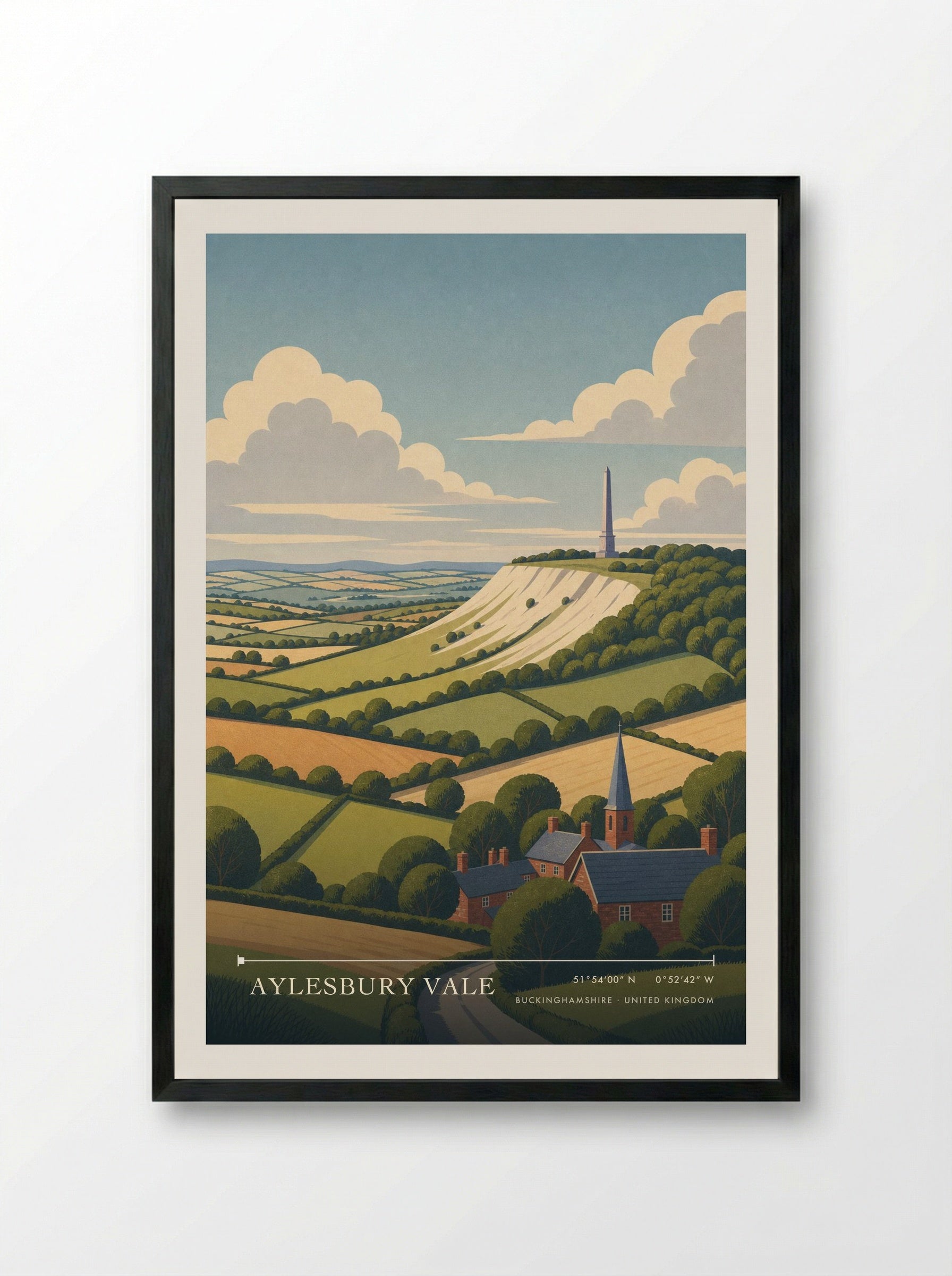 Aylesbury Vale Buckinghamshire United Kingdom Travel Poster - Framed Print Black