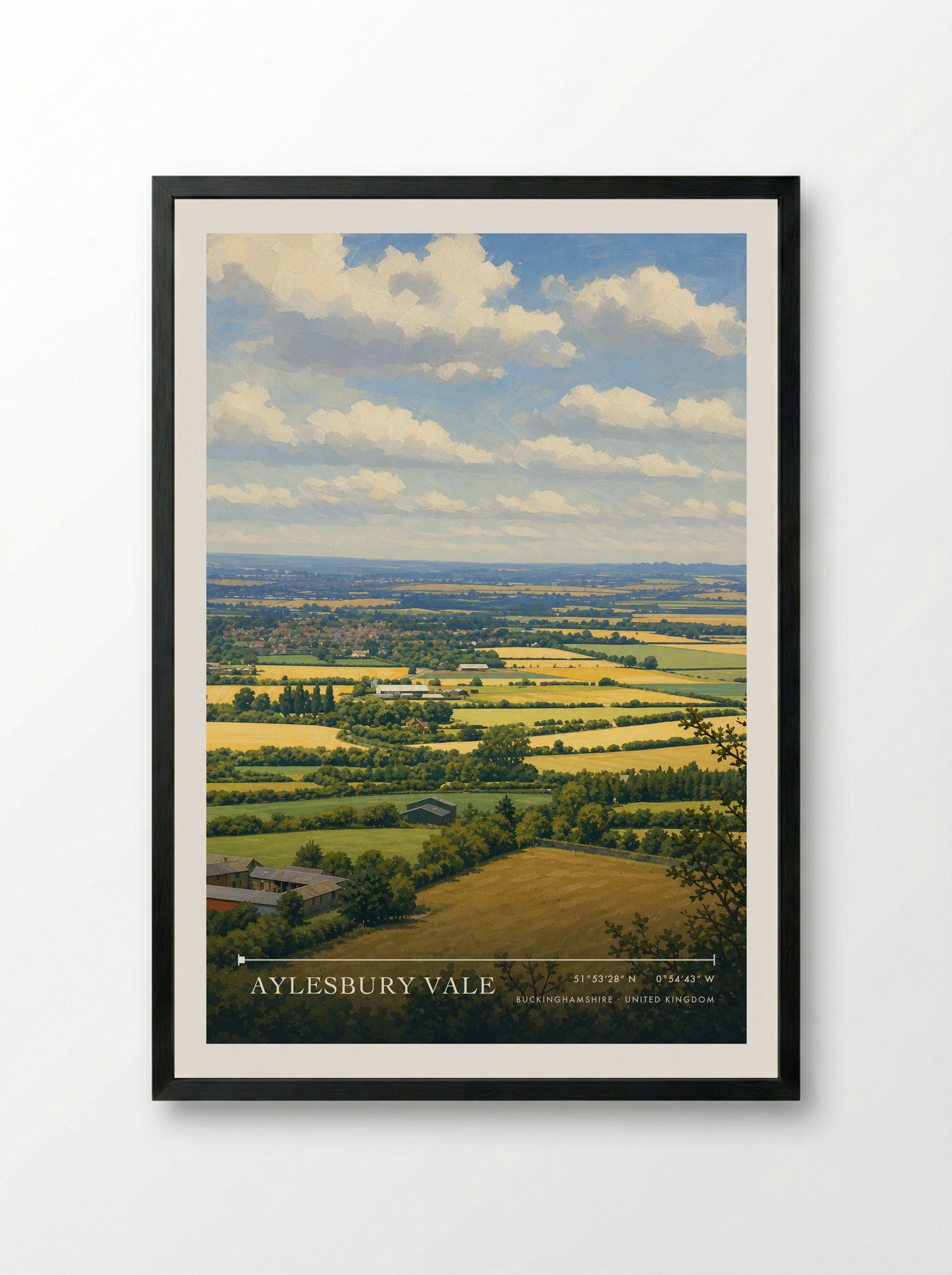 Aylesbury Vale Buckinghamshire United Kingdom Travel Poster - Framed Print Black