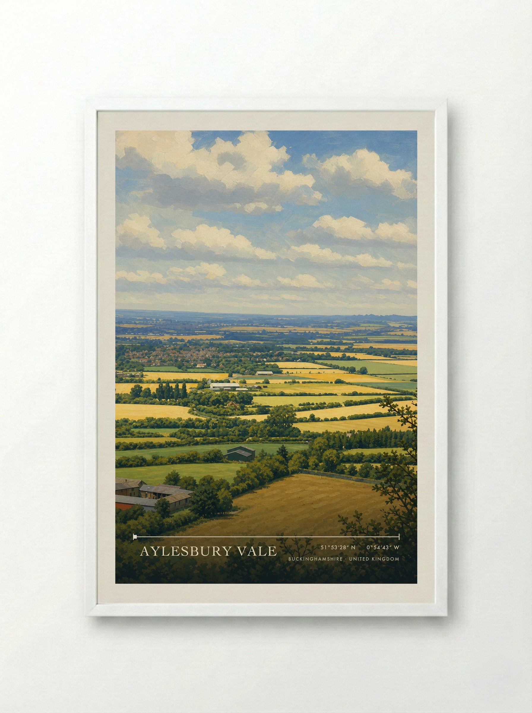 Aylesbury Vale Buckinghamshire United Kingdom Travel Poster - Framed Print White