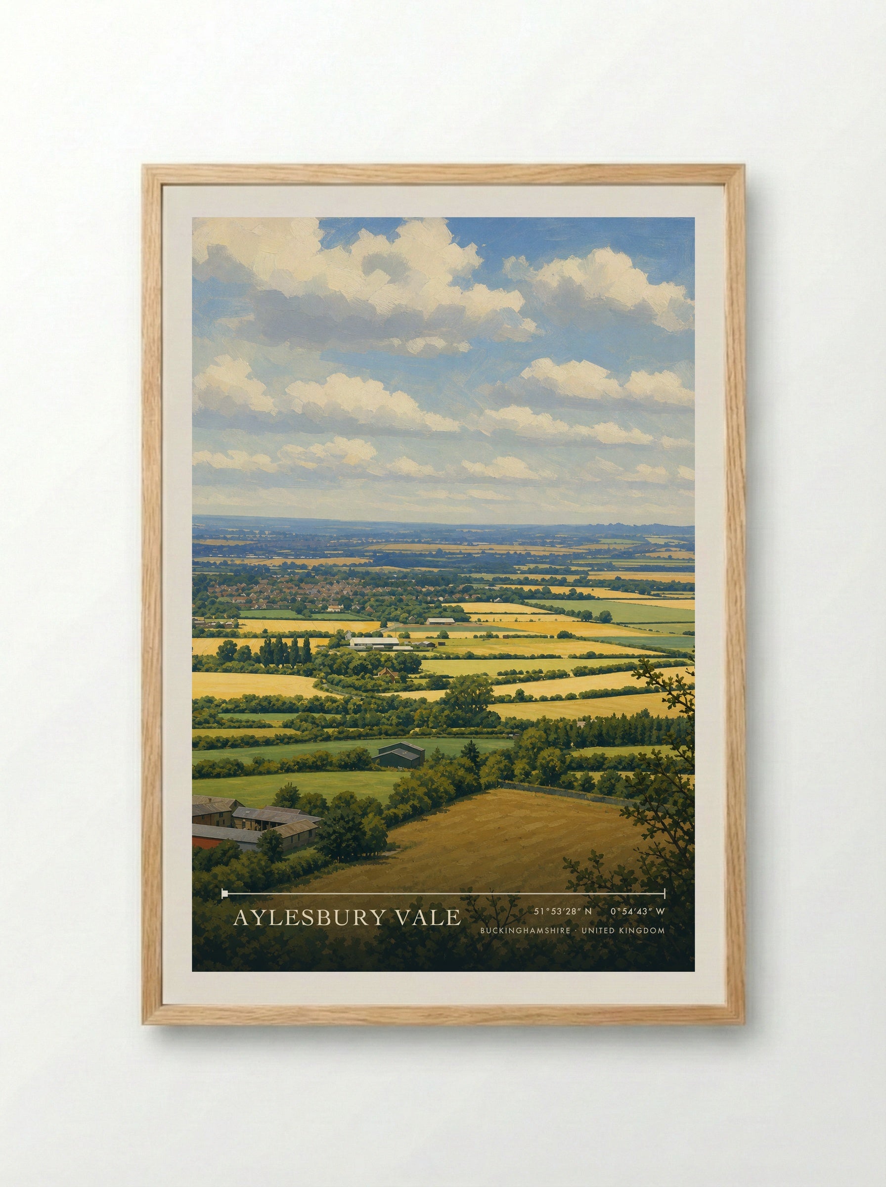 Aylesbury Vale Buckinghamshire United Kingdom Travel Poster - Framed Print Wood
