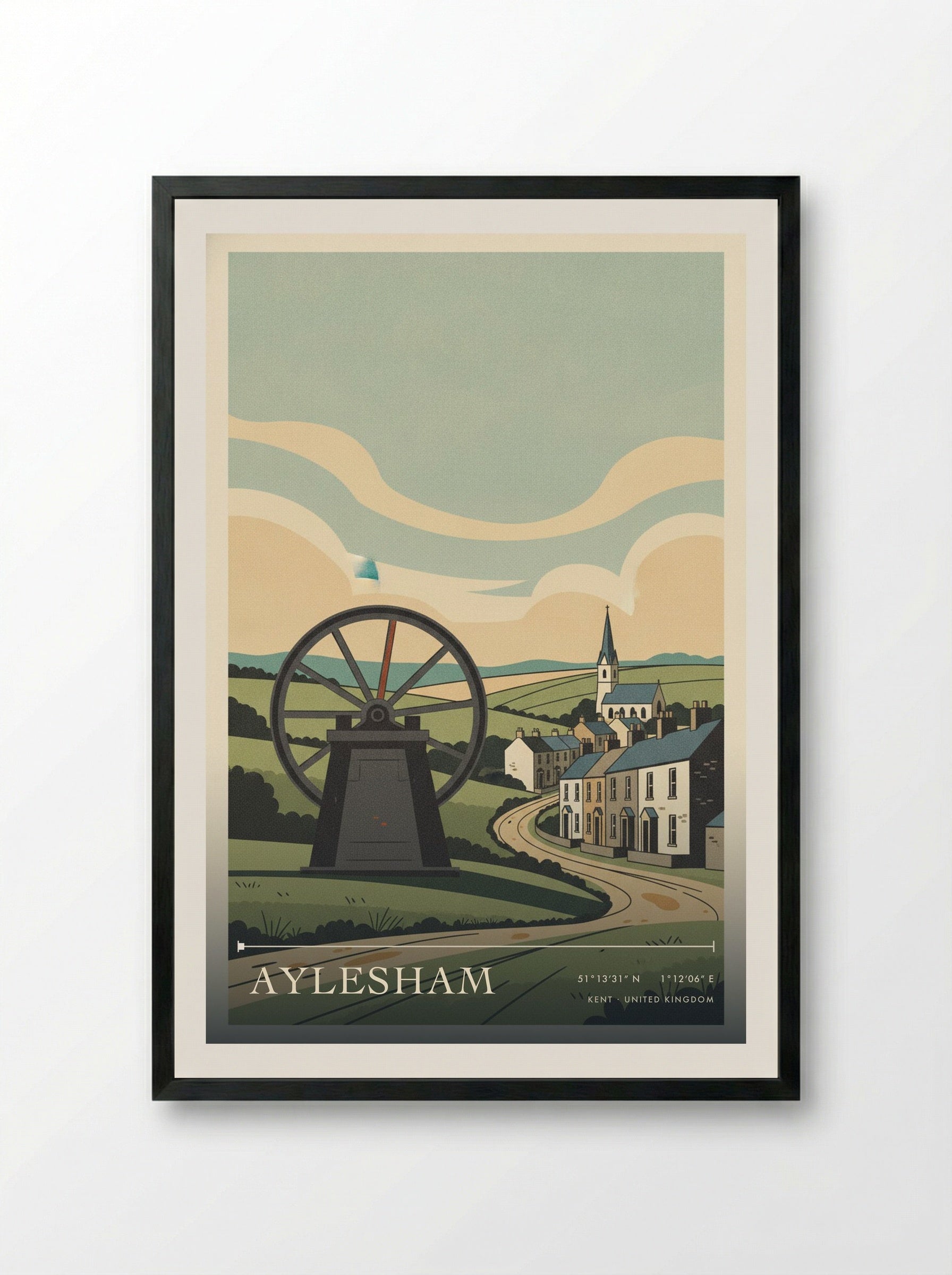 Aylesham Kent United Kingdom Travel Poster - Framed Print Black