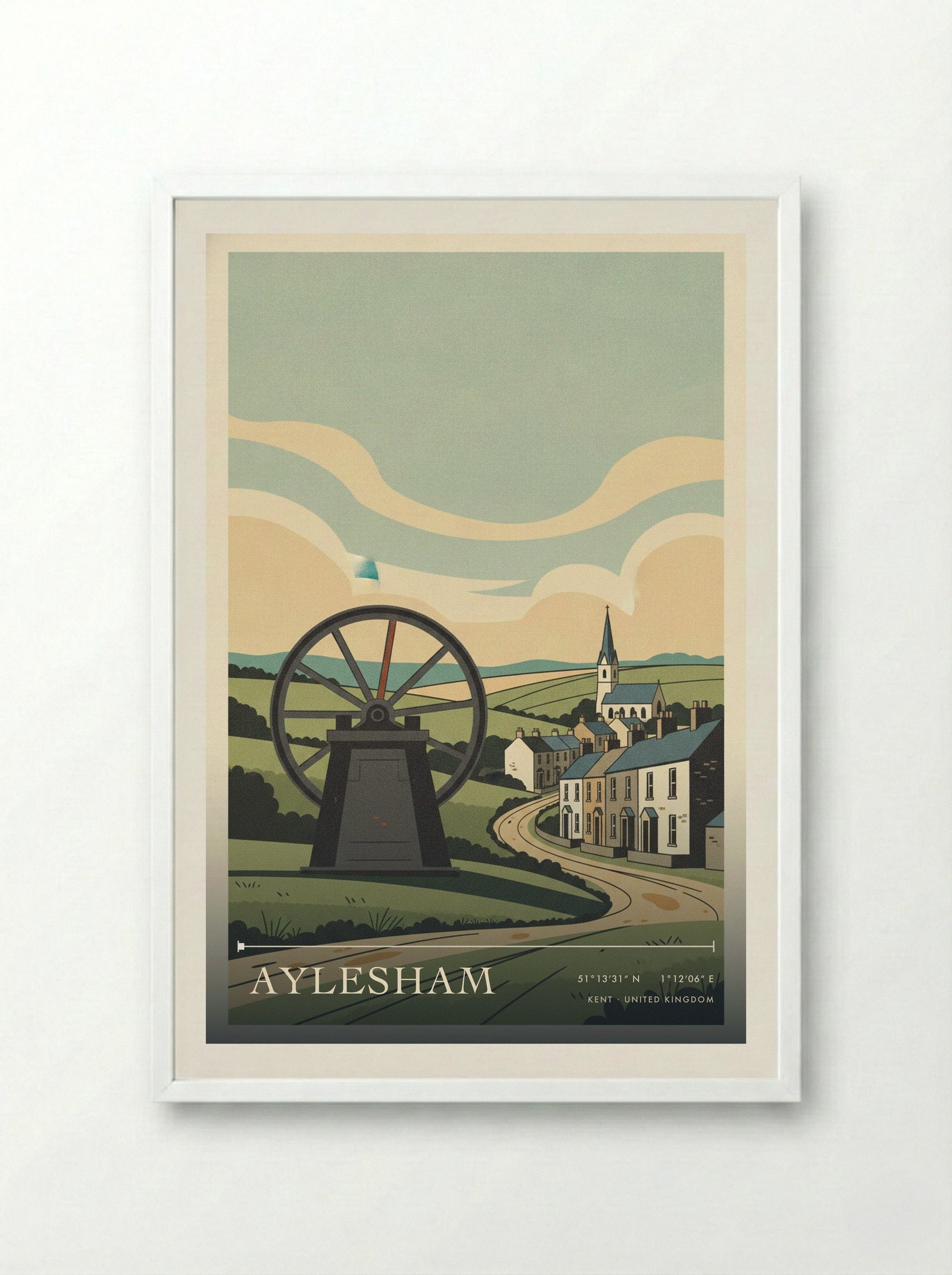 Aylesham Kent United Kingdom Travel Poster - Framed Print White
