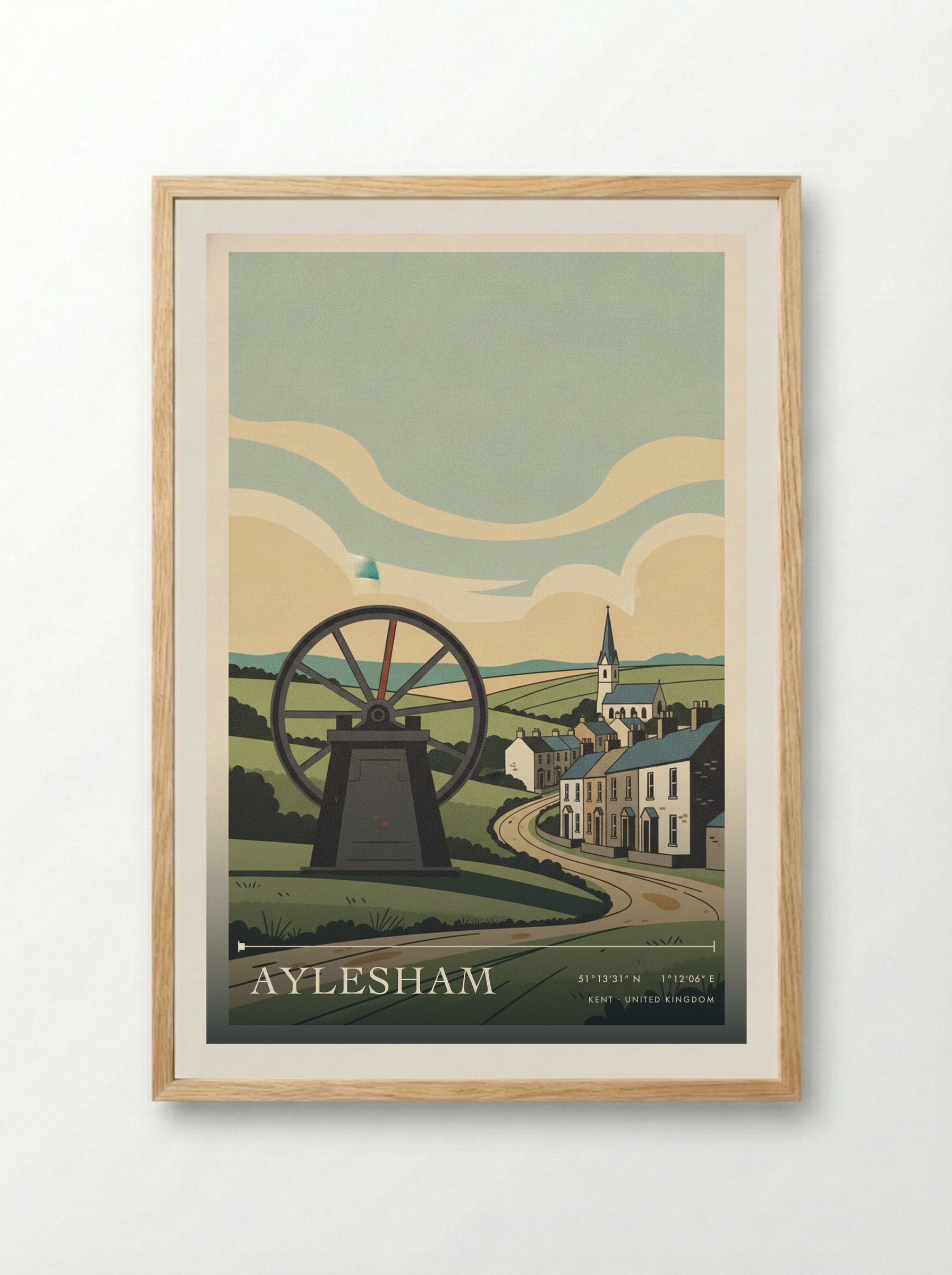 Aylesham Kent United Kingdom Travel Poster - Framed Print Wood