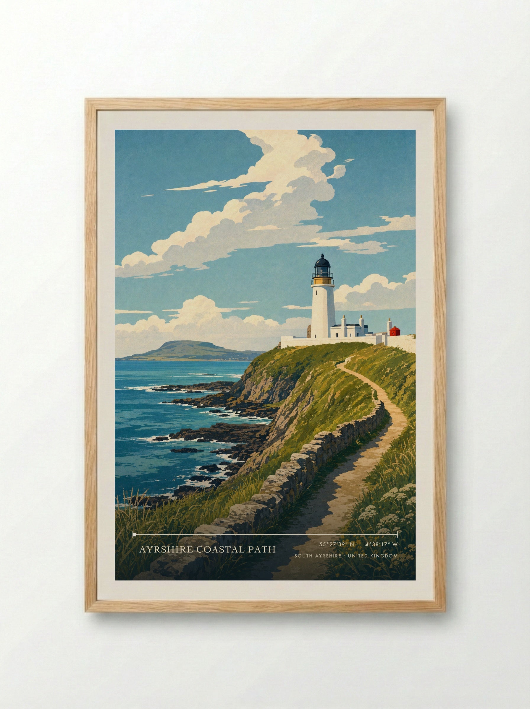 Ayrshire Coastal Path South Ayrshire United Kingdom Travel Poster - Framed Print Wood