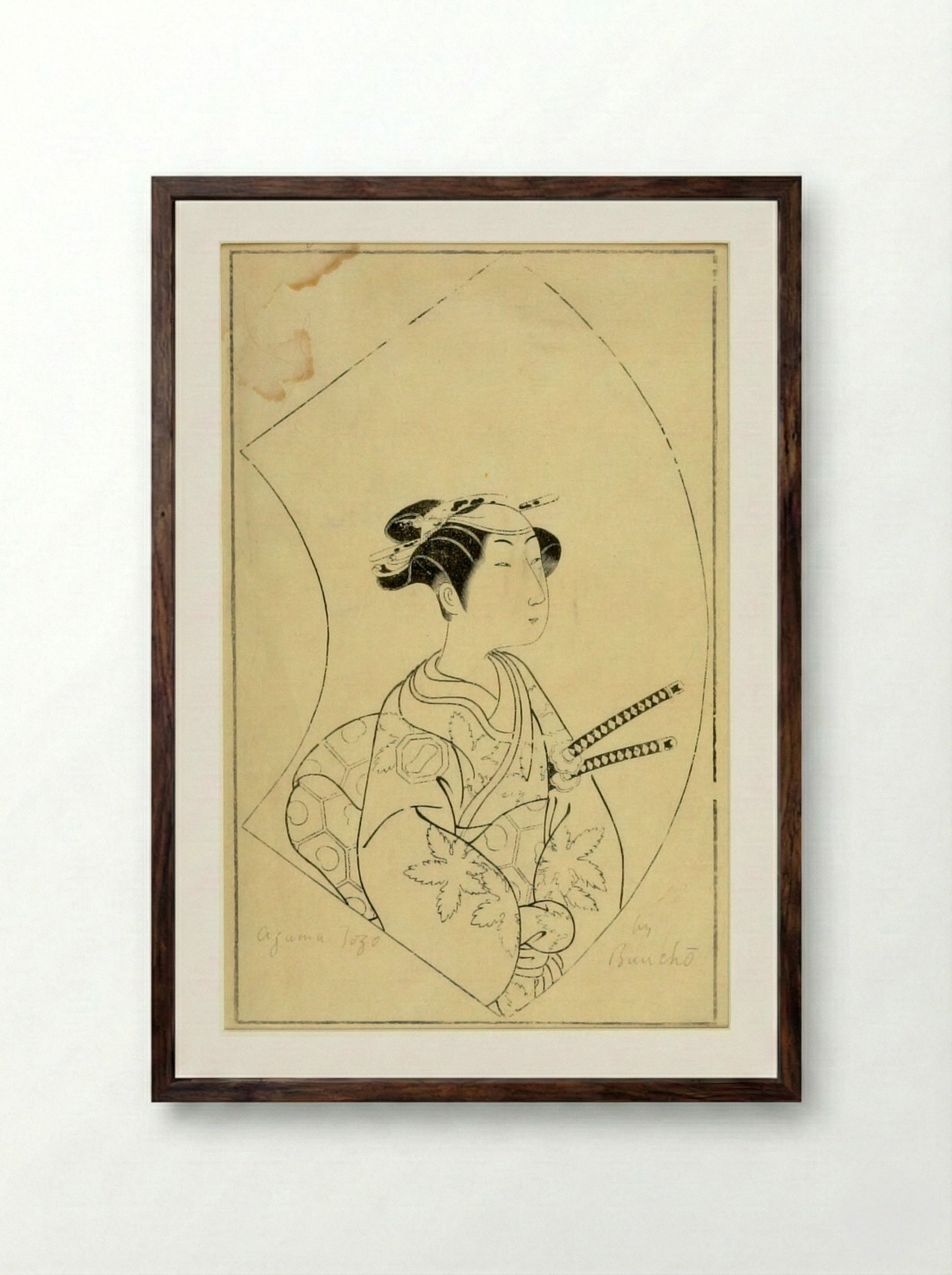 Azuma Tozō (Actor Portrait) - Ippitsusai Bunchō - Framed Print Dark Wood