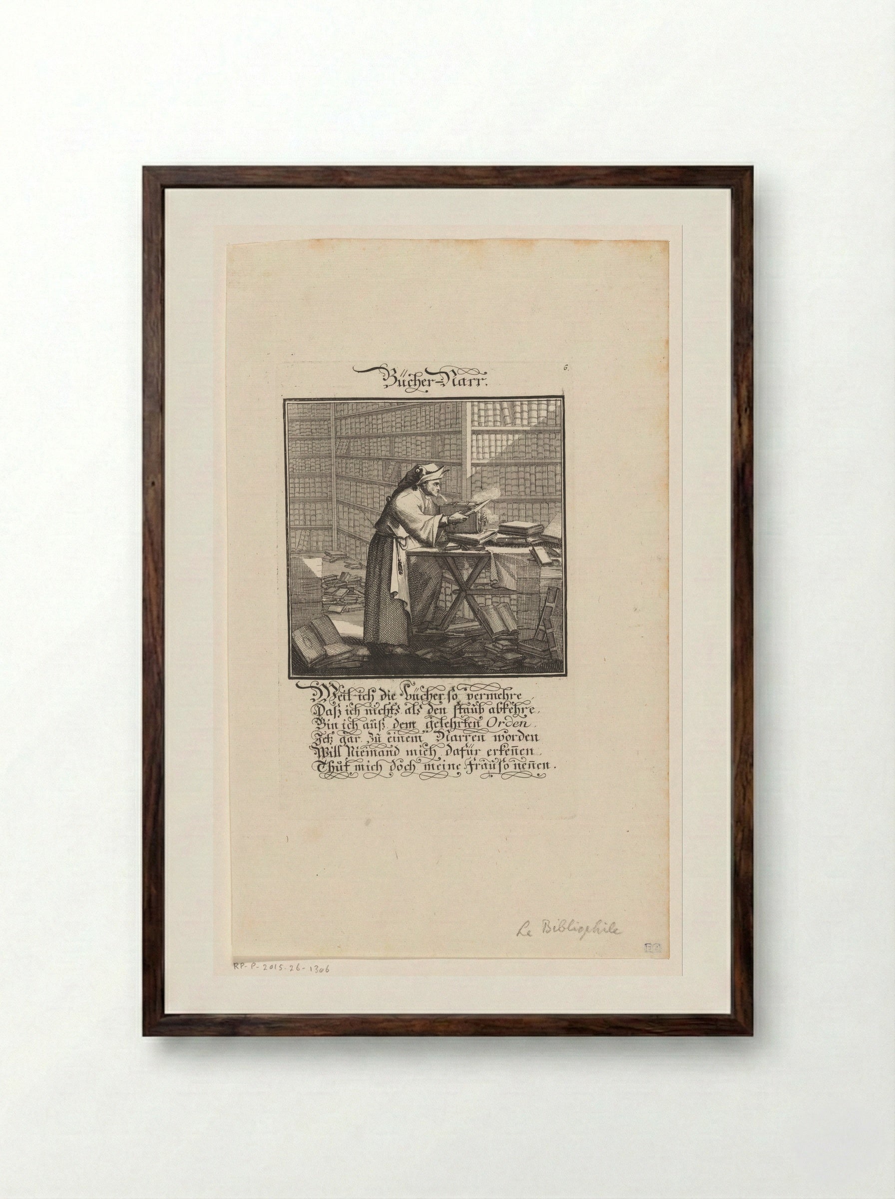 Bücher-Narr (The Book Fool) - Christoph Weigel - Framed Print Dark Wood