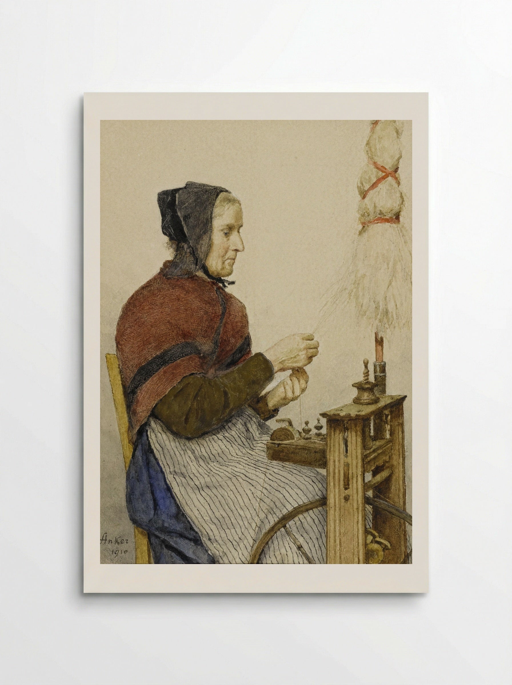 Bäuerin am Spinnrad - Albert Anker - Poster