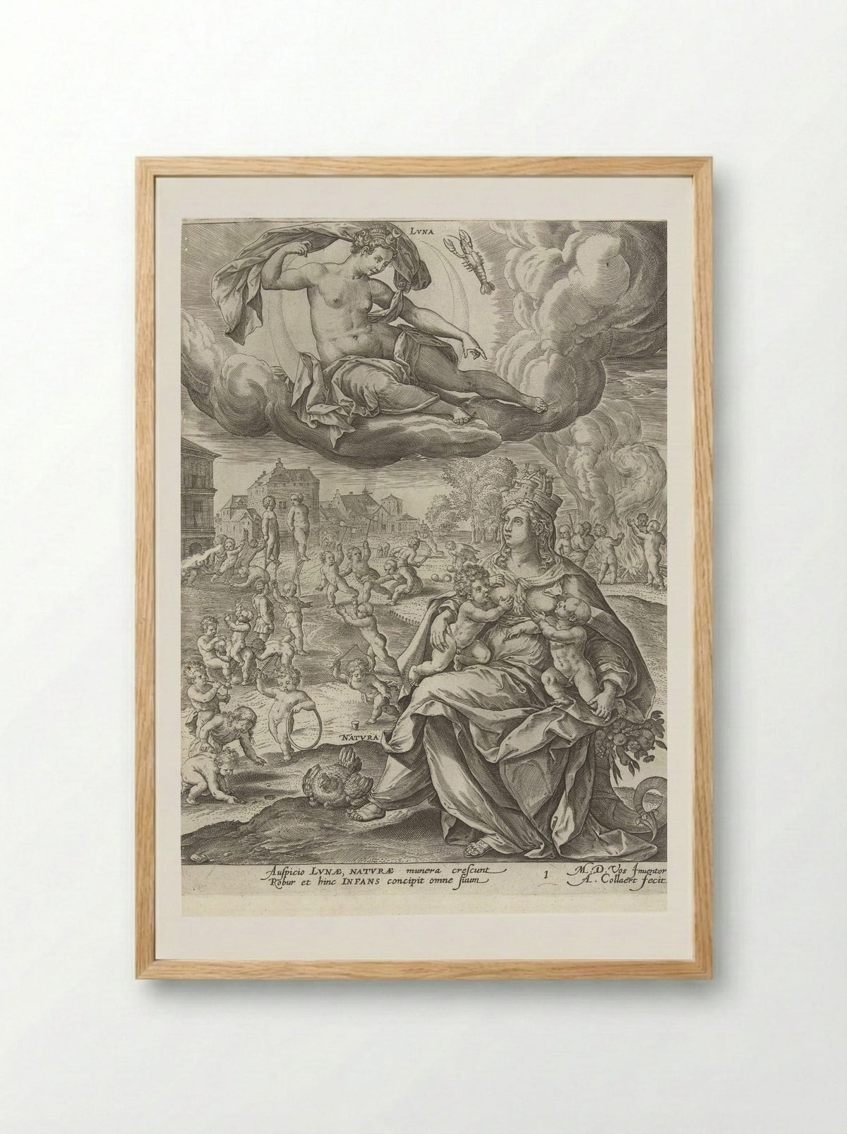 Babytijd onder invloed van de maan - Gerard de Jode - Framed Print Wood