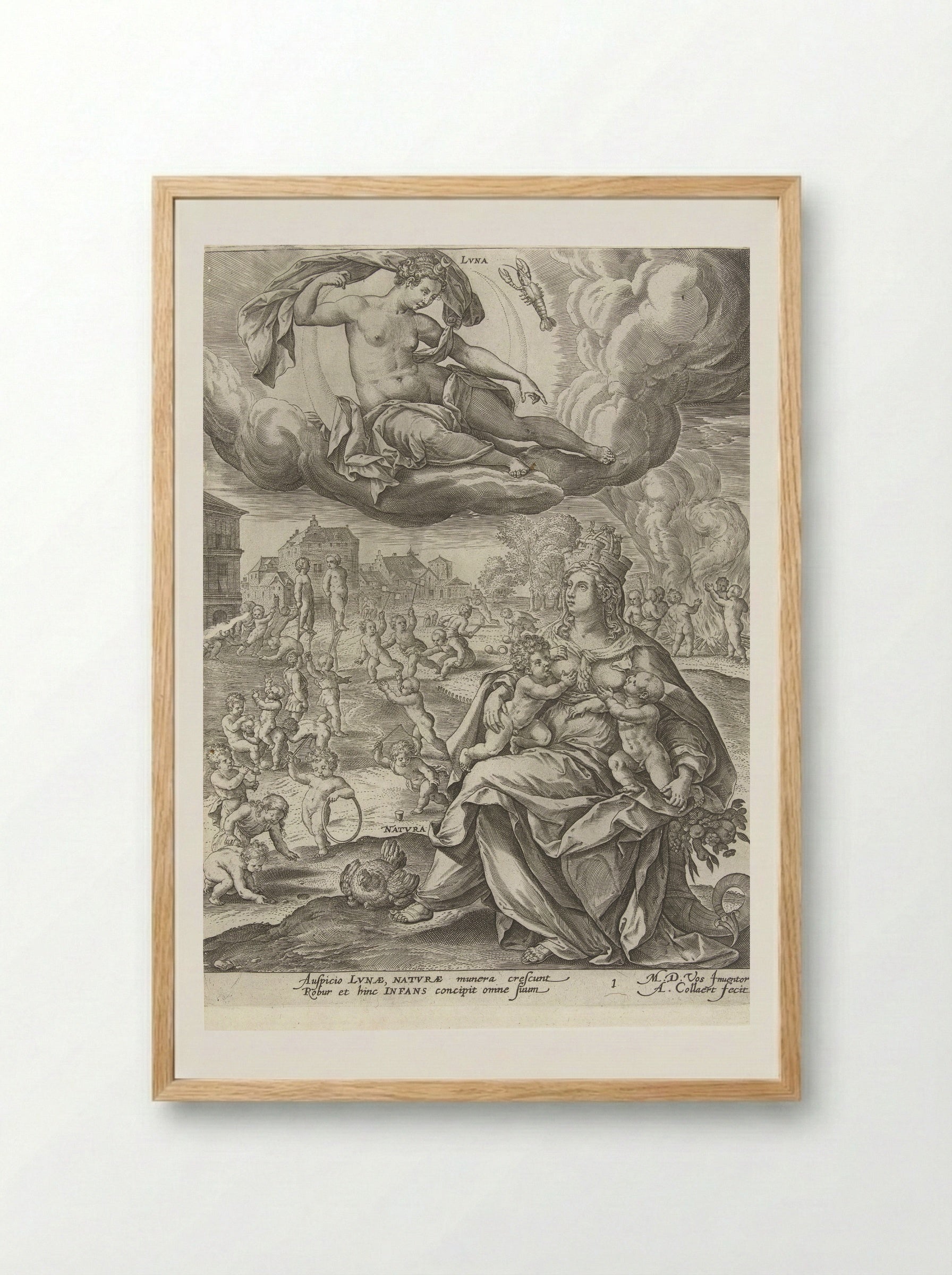 Babytijd onder invloed van de maan - Gerard de Jode - Framed Print Wood
