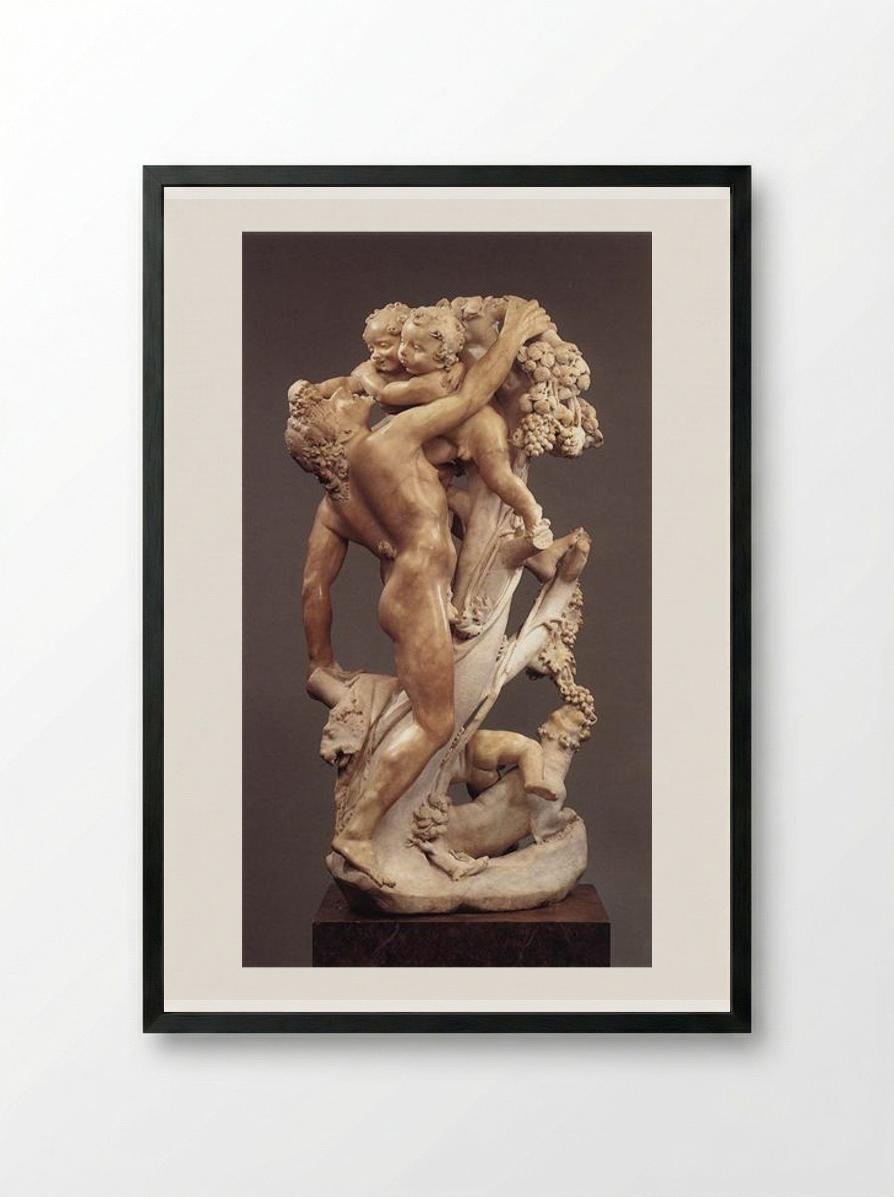 Bacchanal: A Faun Teased by Children - Gian Lorenzo Bernini - Framed Print Black
