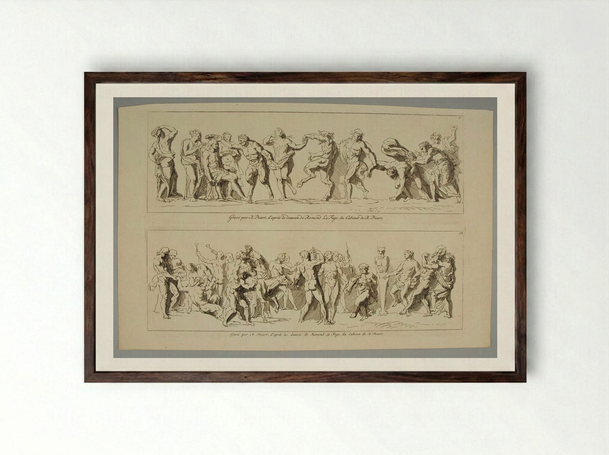 Bacchanal - Bernard Picart - Framed Print Dark Wood