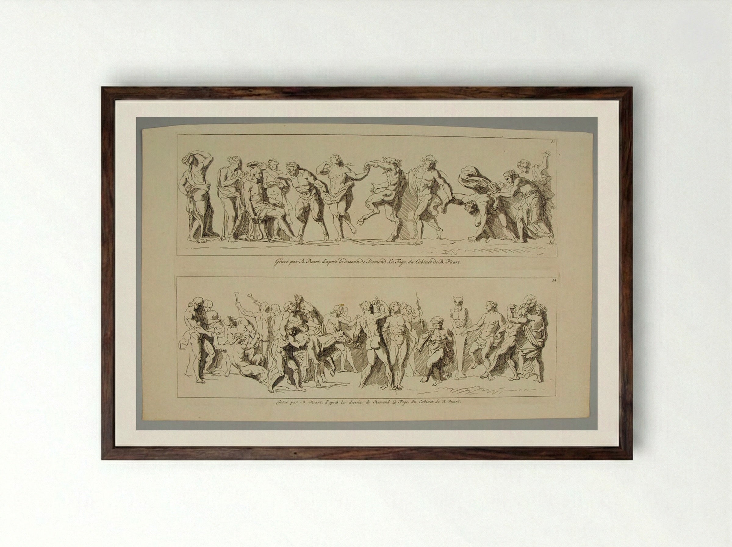 Bacchanal - Bernard Picart - Framed Print Dark Wood