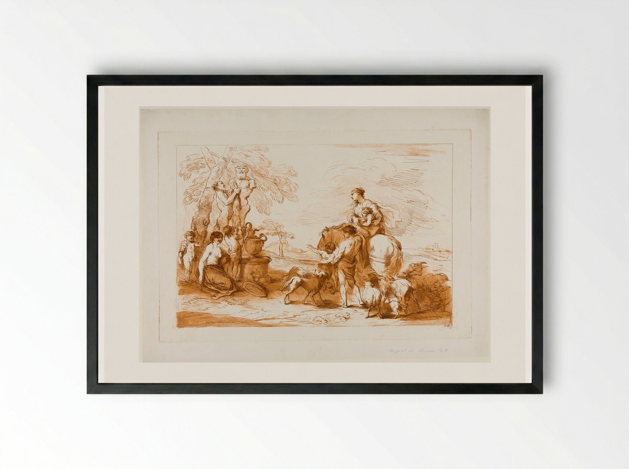 Bacchanale with a Herm - Francesco Bartolozzi - Framed Print Black
