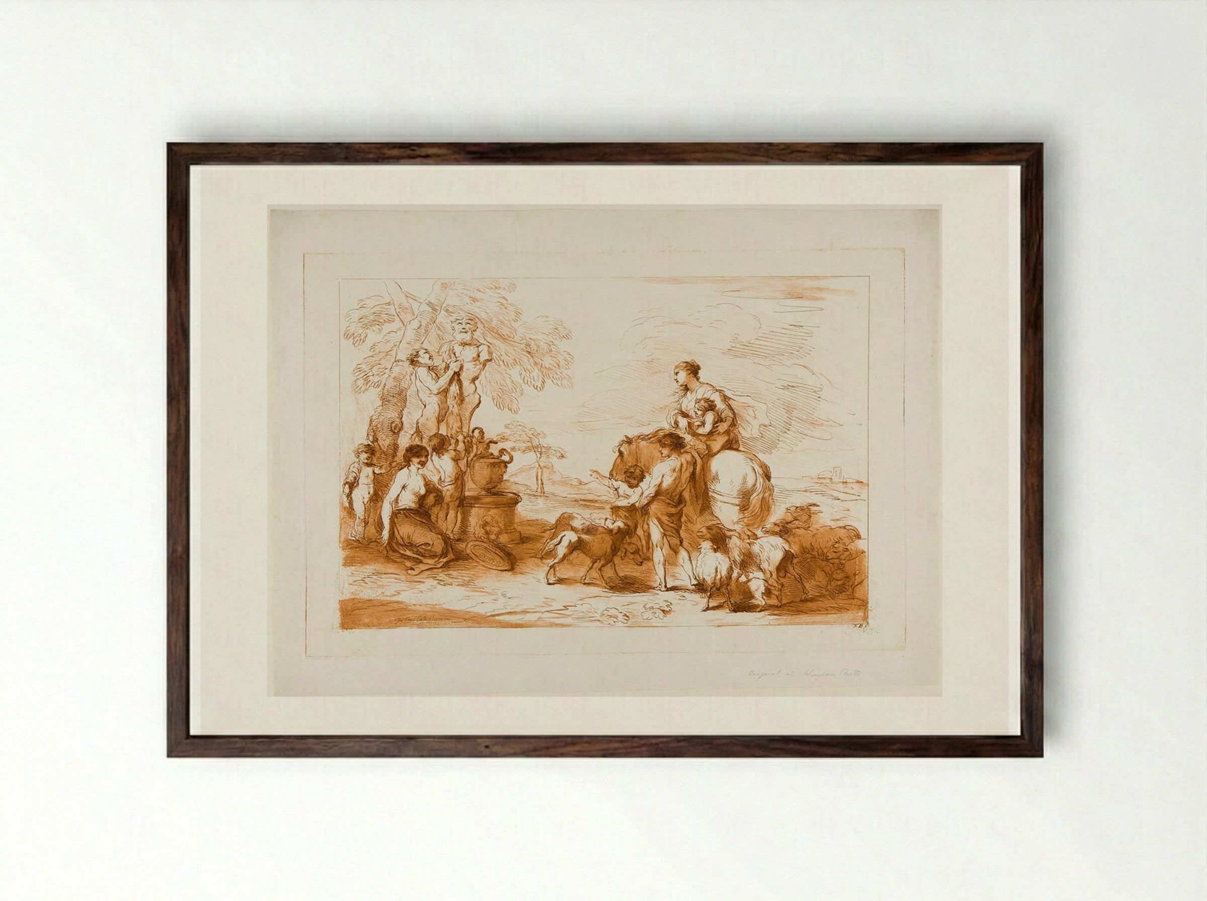 Bacchanale with a Herm - Francesco Bartolozzi - Framed Print Dark Wood