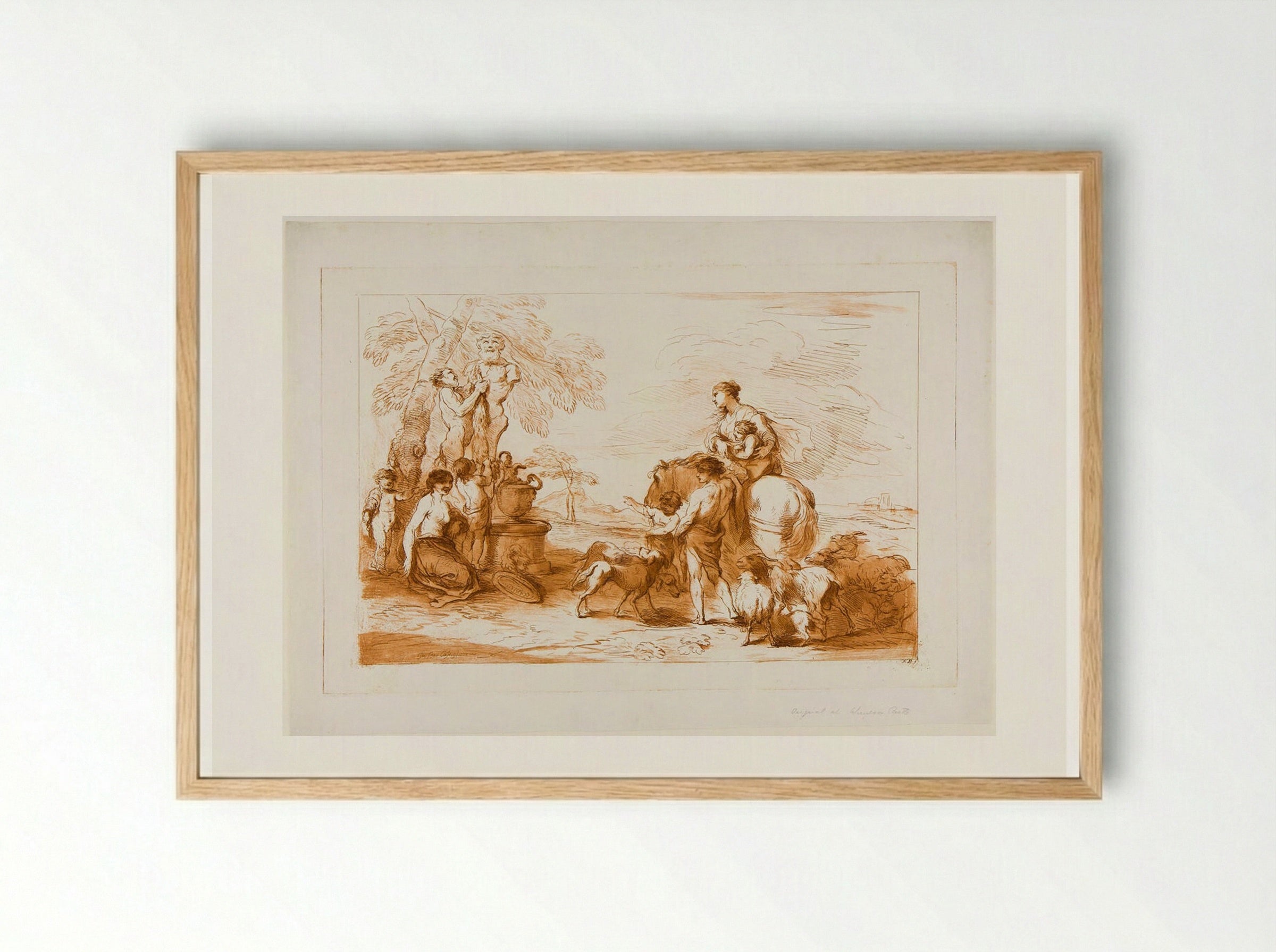 Bacchanale with a Herm - Francesco Bartolozzi - Framed Print Wood