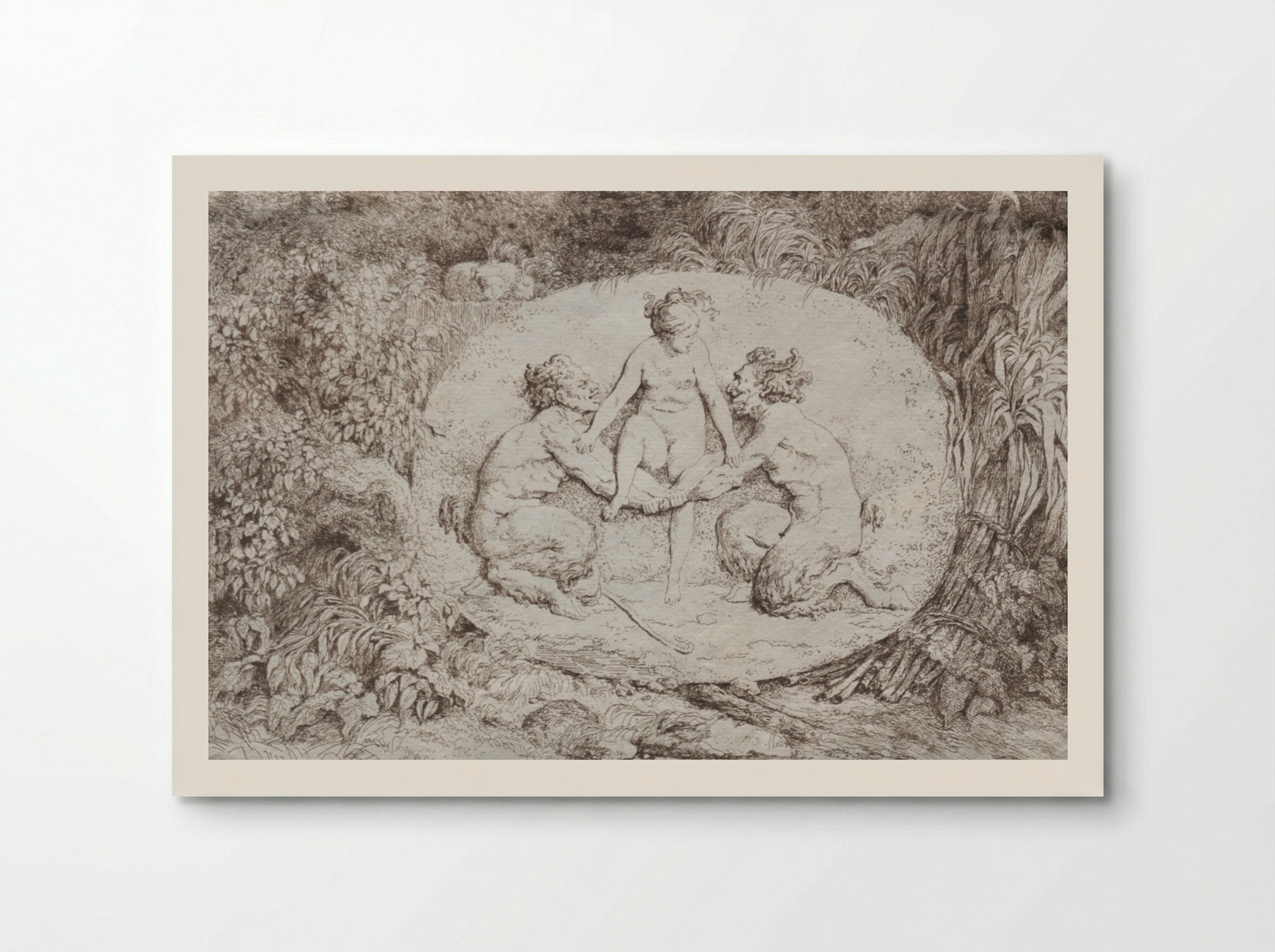 Bacchanales: Nymph Supported by Two Satyrs - Jean-Honoré Fragonard - Poster