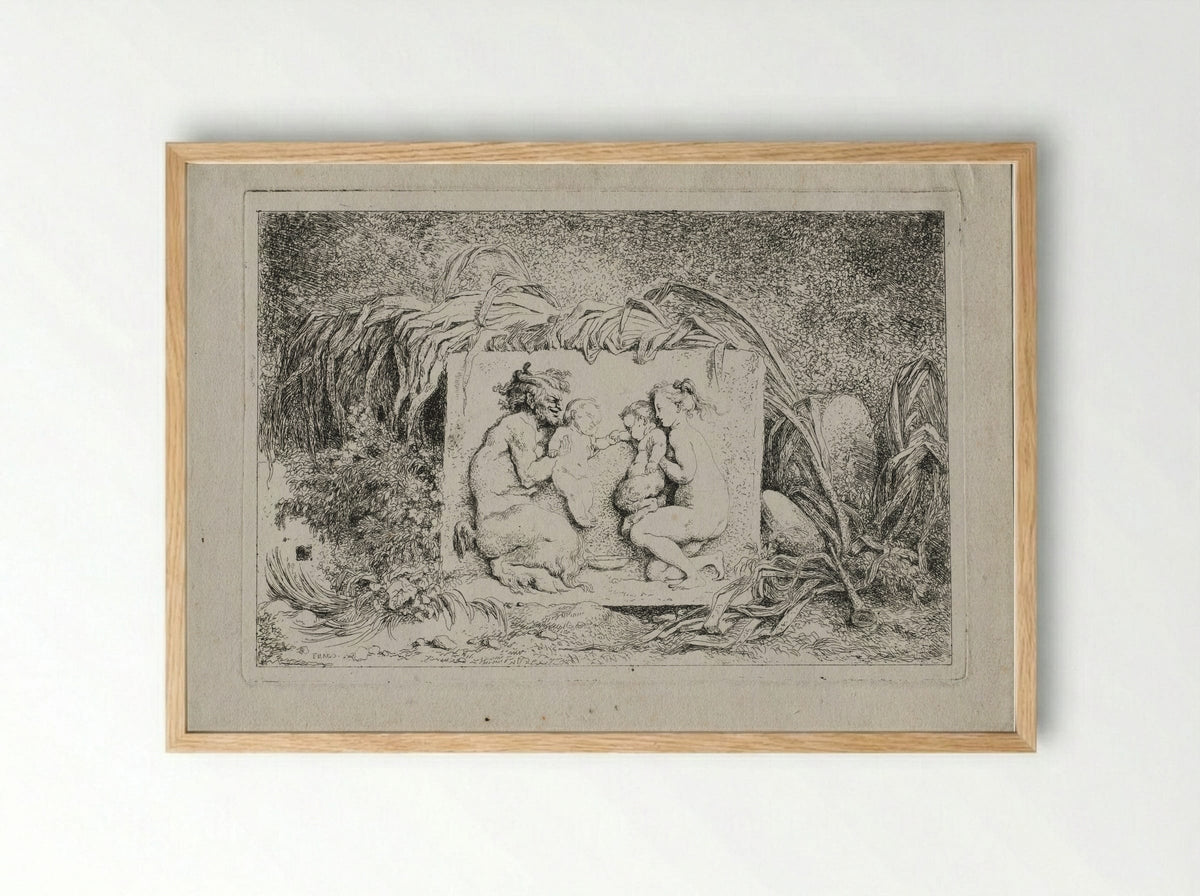 Bacchanales: The Satyr's Family - Jean-Honoré Fragonard - Framed Print Wood