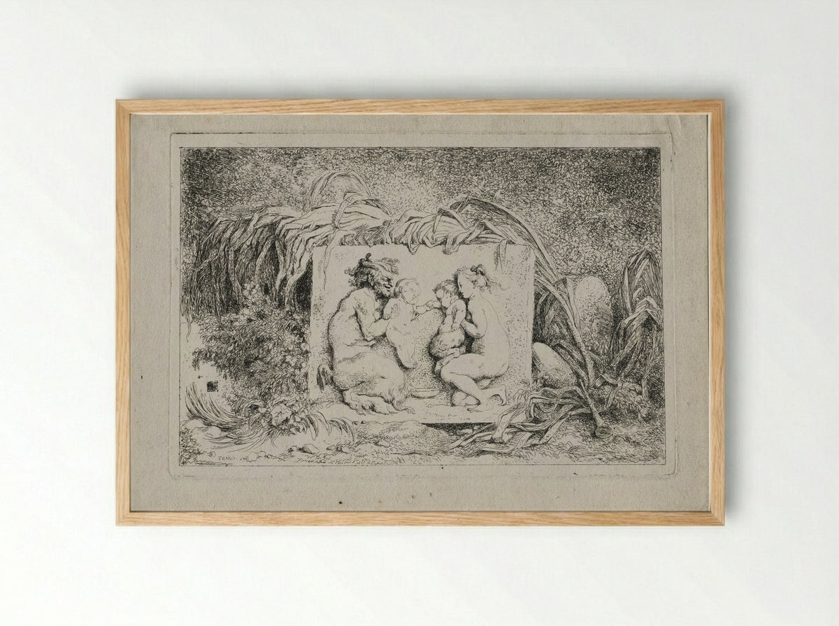 Bacchanales: The Satyr's Family - Jean-Honoré Fragonard - Framed Print Wood