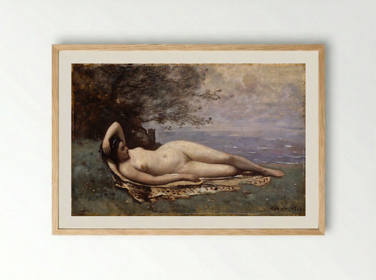 Bacchante by the Sea - Camille Corot - Framed Print Wood