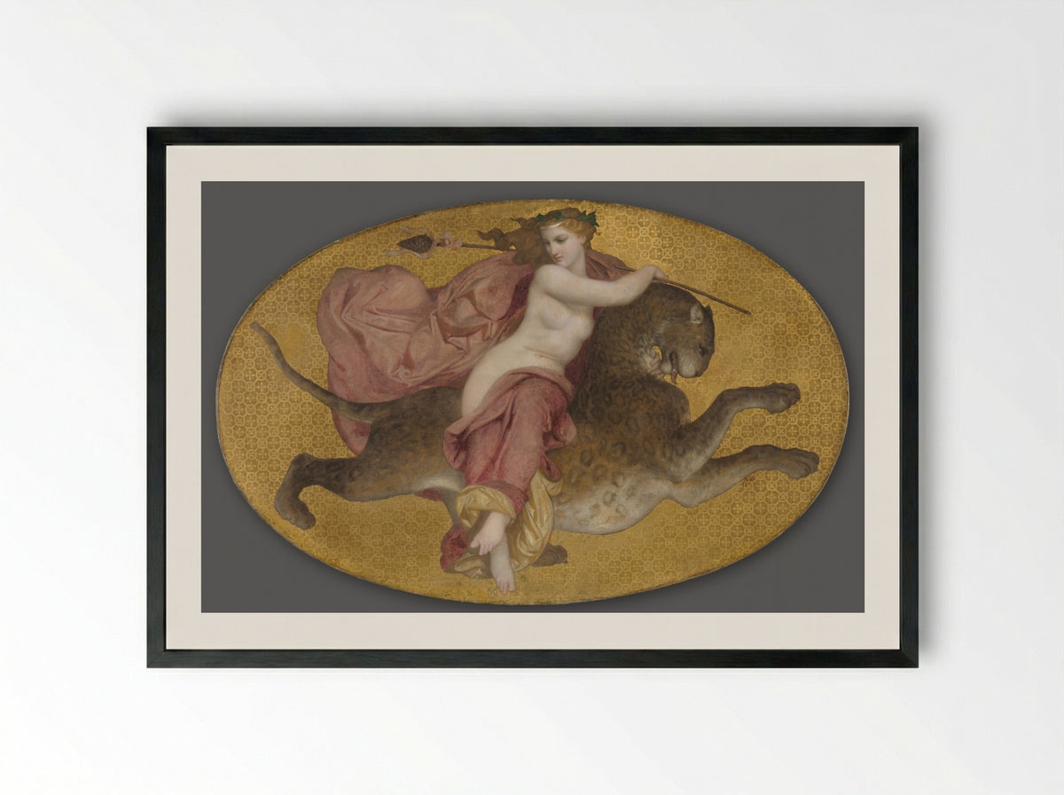 Bacchante on a Panther - William-Adolphe Bouguereau - Framed Print Black