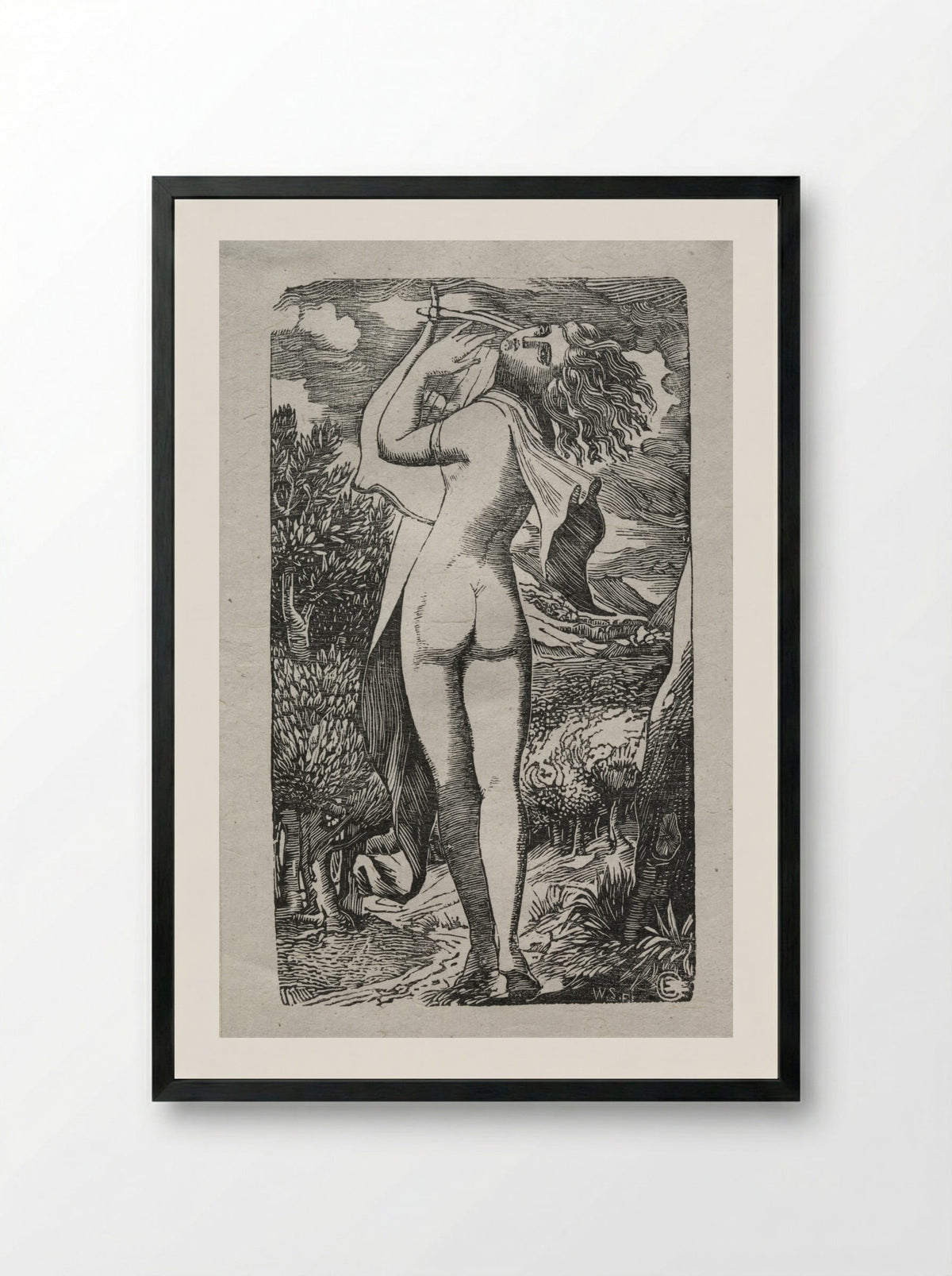 Bacchante or The Player on The Lyre - Edward Calvert - Framed Print Black