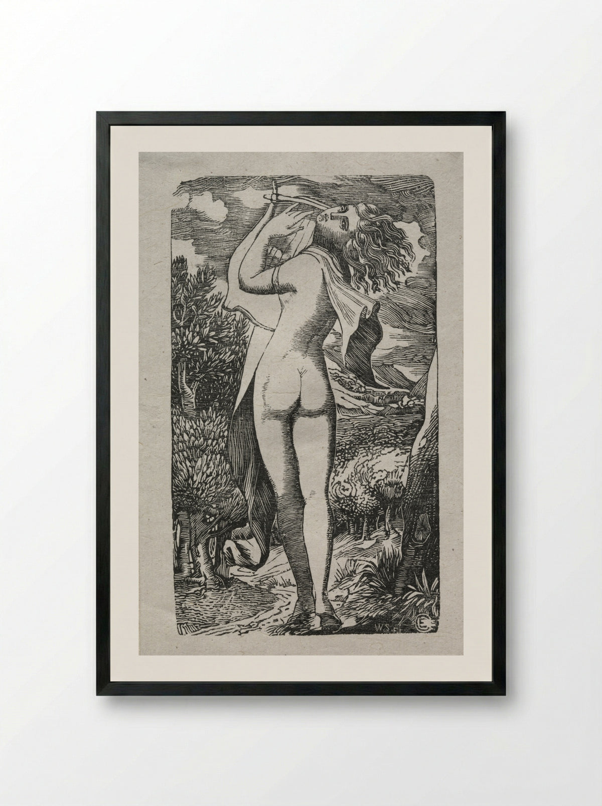 Bacchante or The Player on The Lyre - Edward Calvert - Framed Print Black