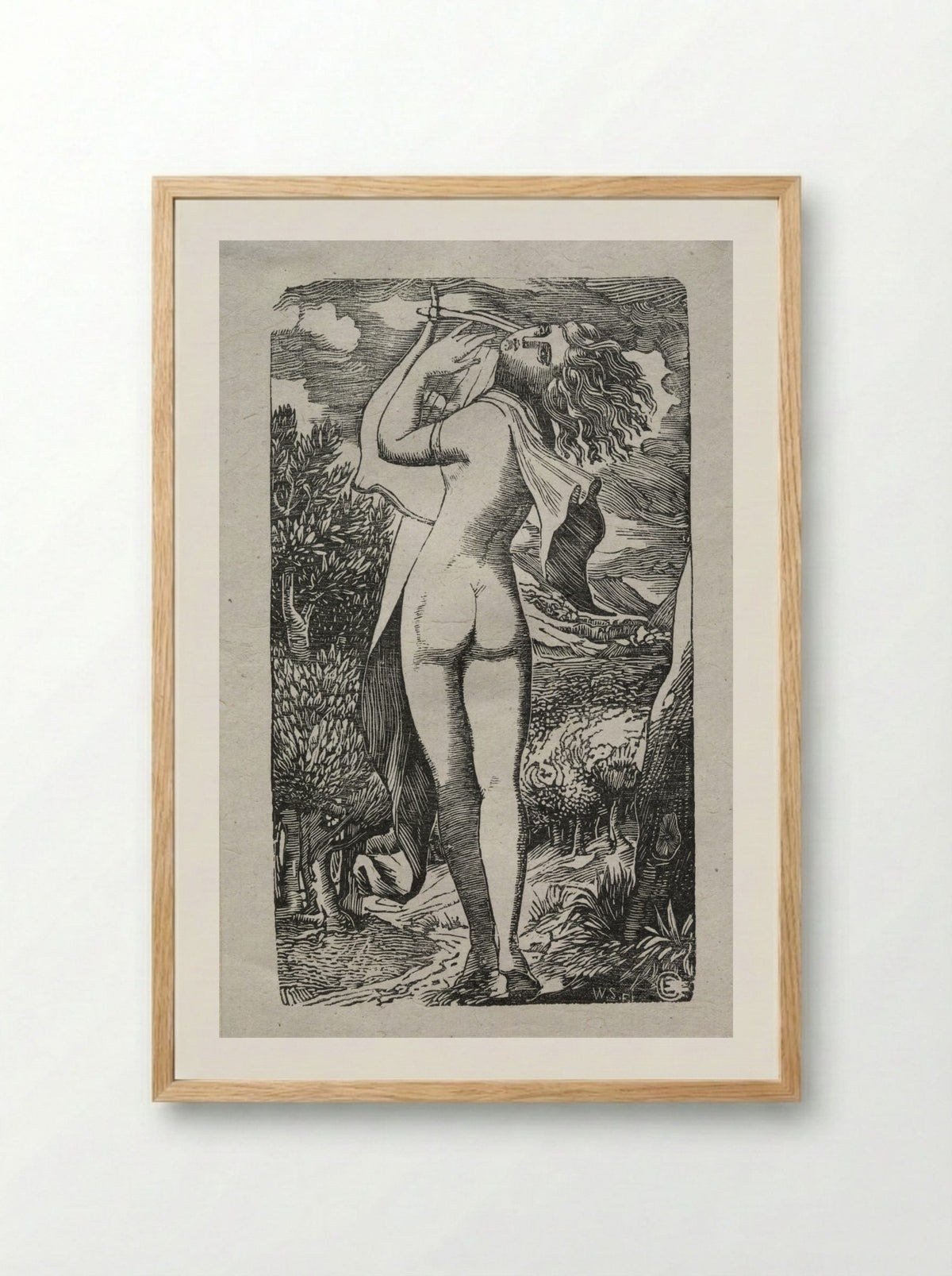 Bacchante or The Player on The Lyre - Edward Calvert - Framed Print Wood