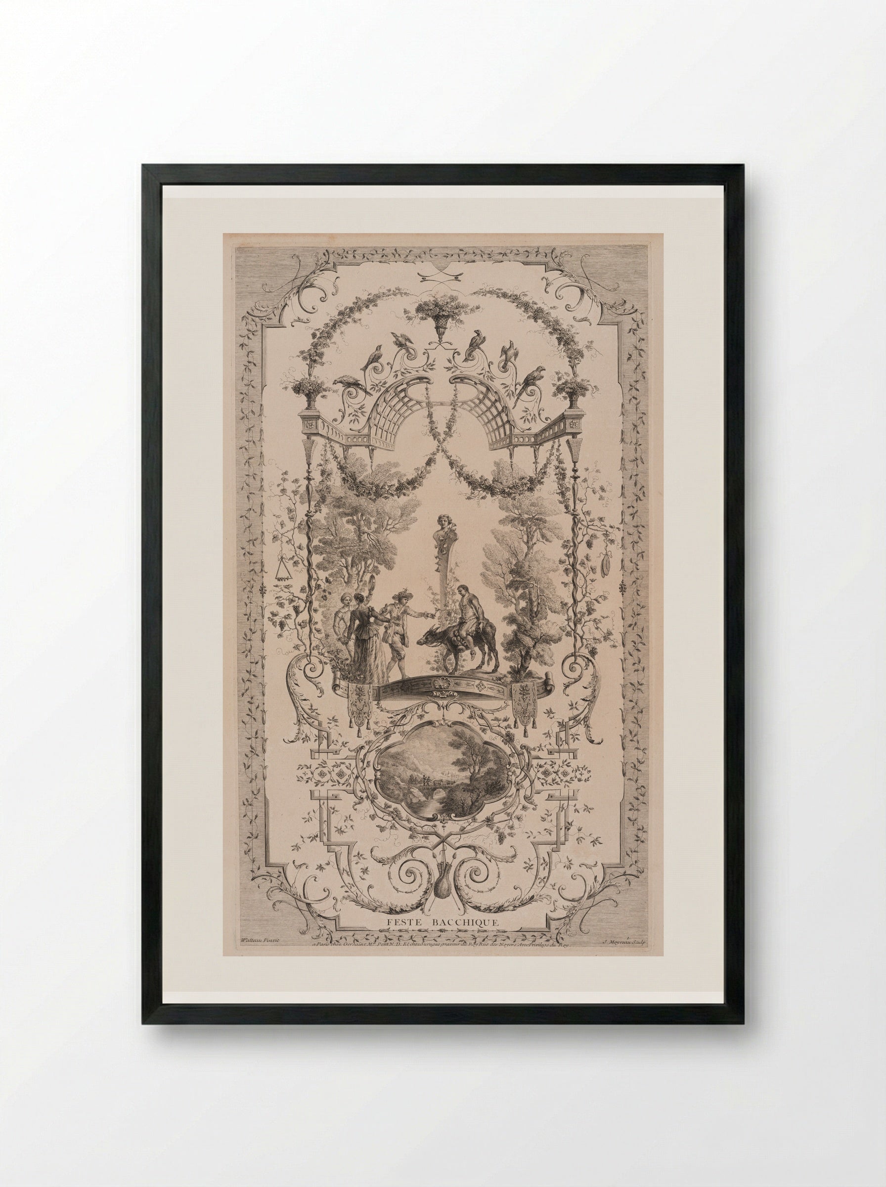 Bacchic Festival - Jean Moyreau - Framed Print Black