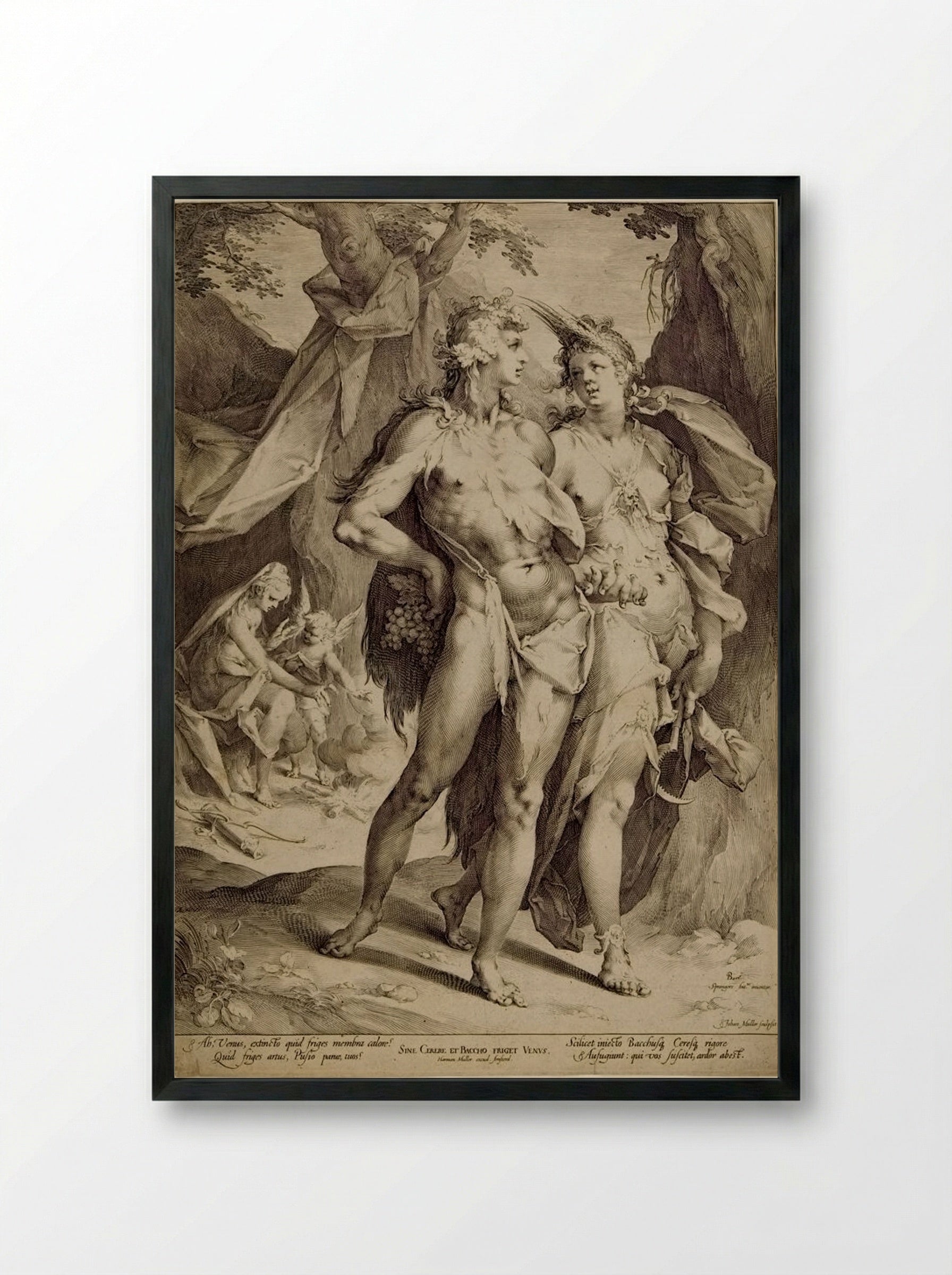 Bacchus, Ceres, and Venus - Jan Harmensz. Muller - Framed Print Black