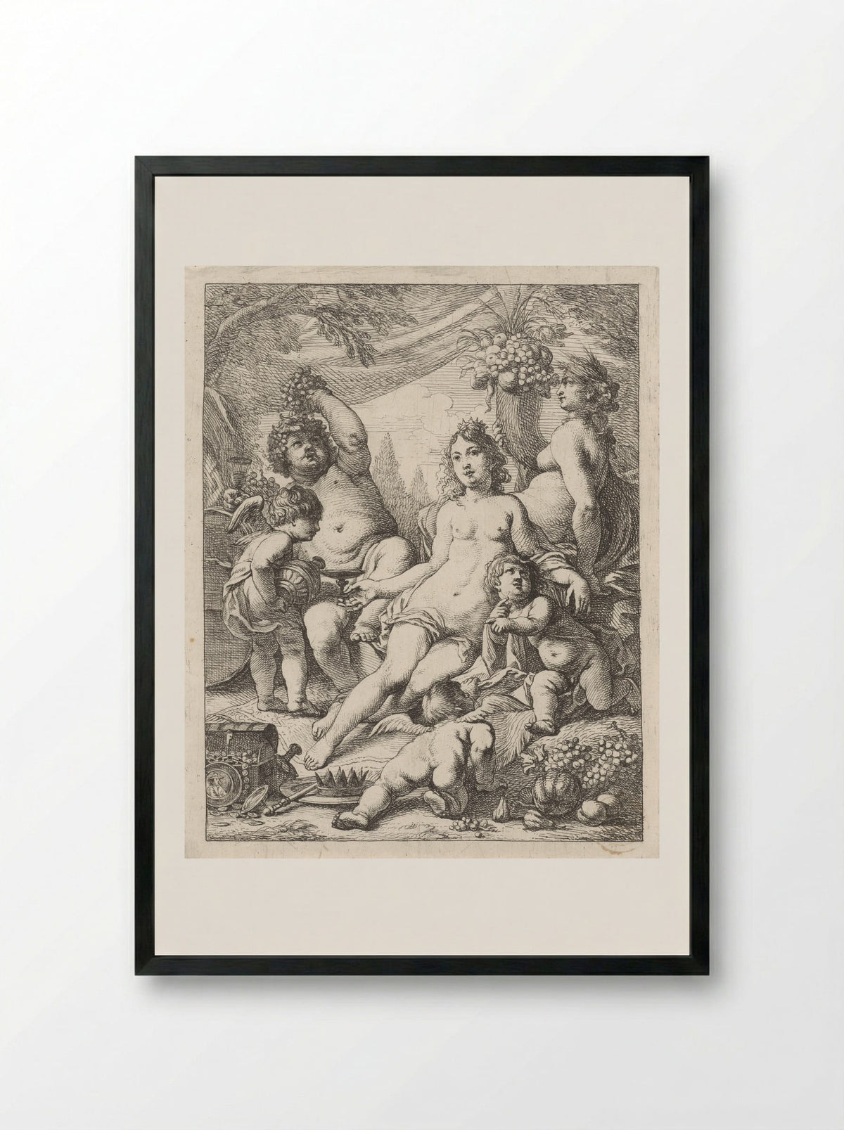 Bacchus, Ceres and Venus - Cornelis Schut (I) - Framed Print Black