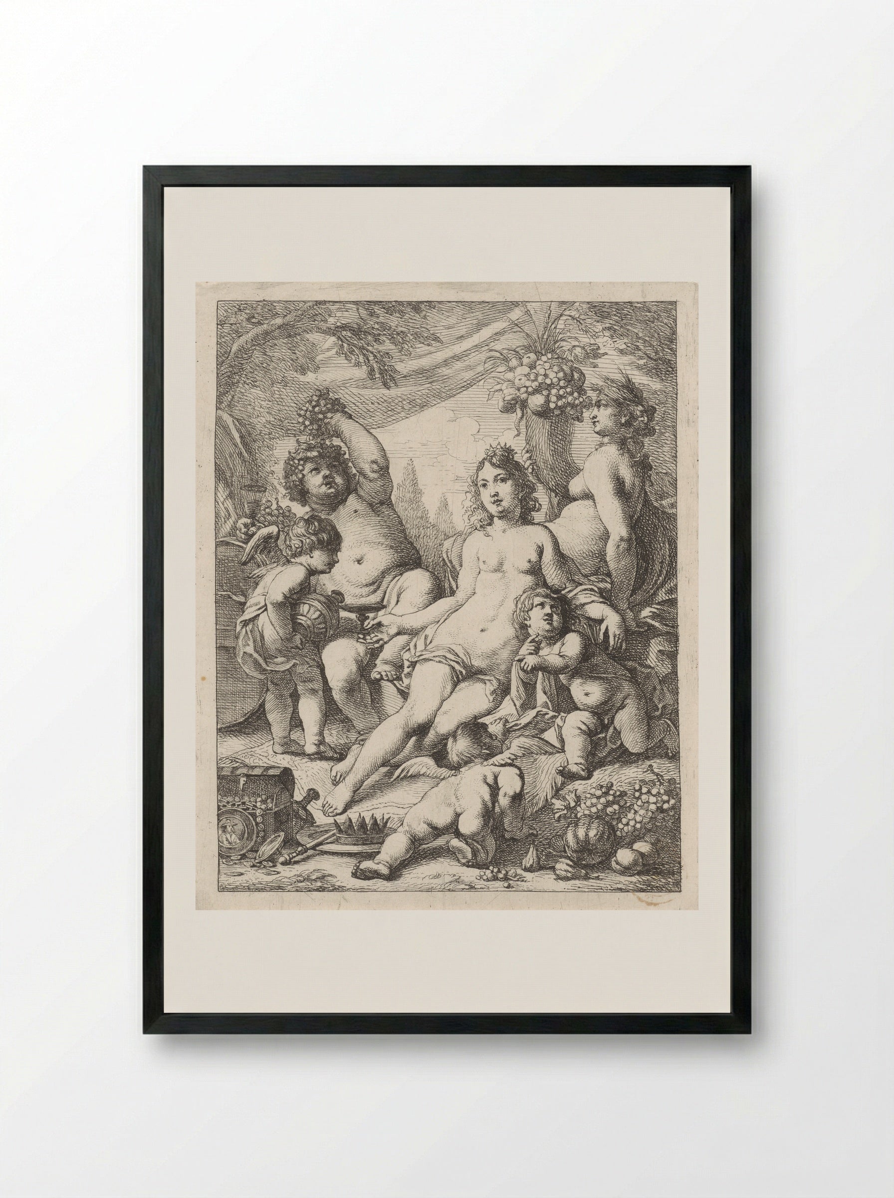 Bacchus, Ceres and Venus - Cornelis Schut (I) - Framed Print Black
